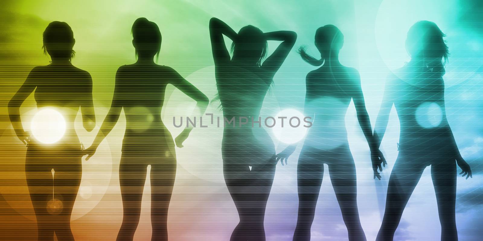 Silhouette of Women Posing at the Beach Together