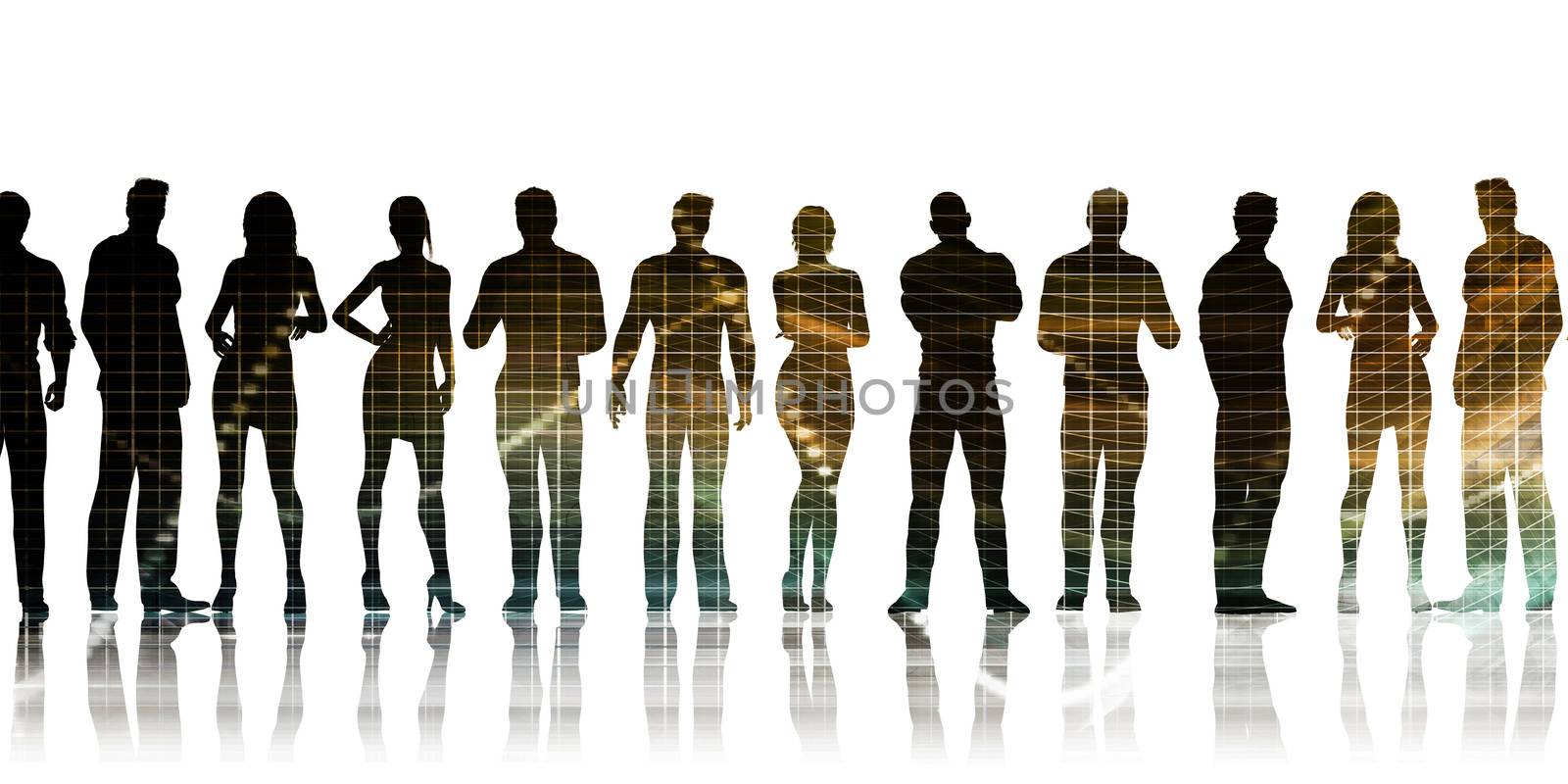 Business People Standing as a Corporate Silhouette Concept
