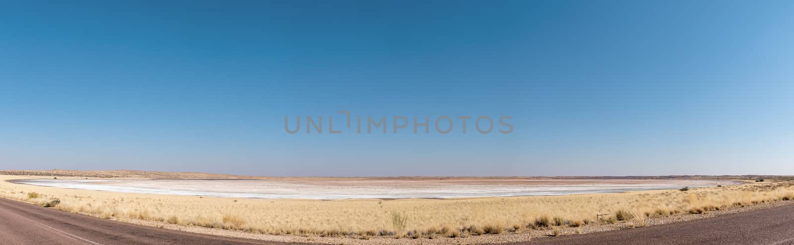 A panorama of Goerapan (Goera salt lake) on the R360-road between Askham and Upington in the Northern Cape Province of South Africa