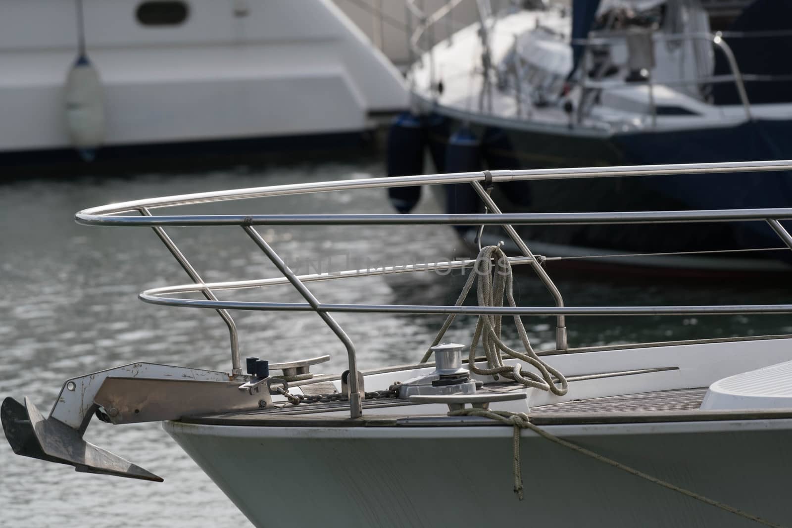 Yacht moored bow on to a pontoon by riverheron_photos