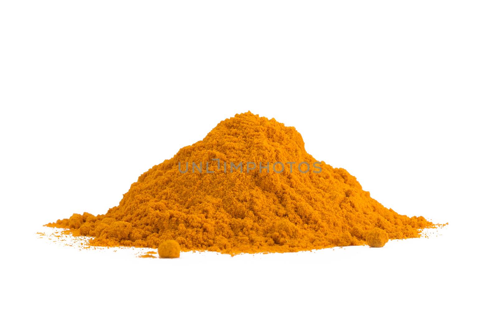Turmeric , Curcuma, powder isolated on white background. Curry powder