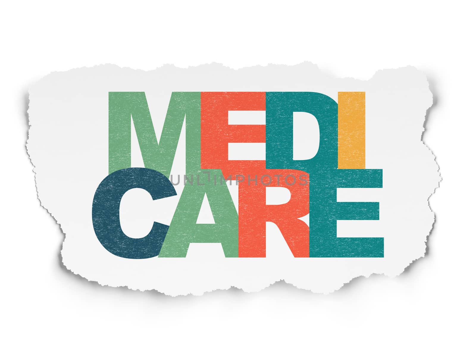Healthcare concept: Painted multicolor text Medicare on Torn Paper background