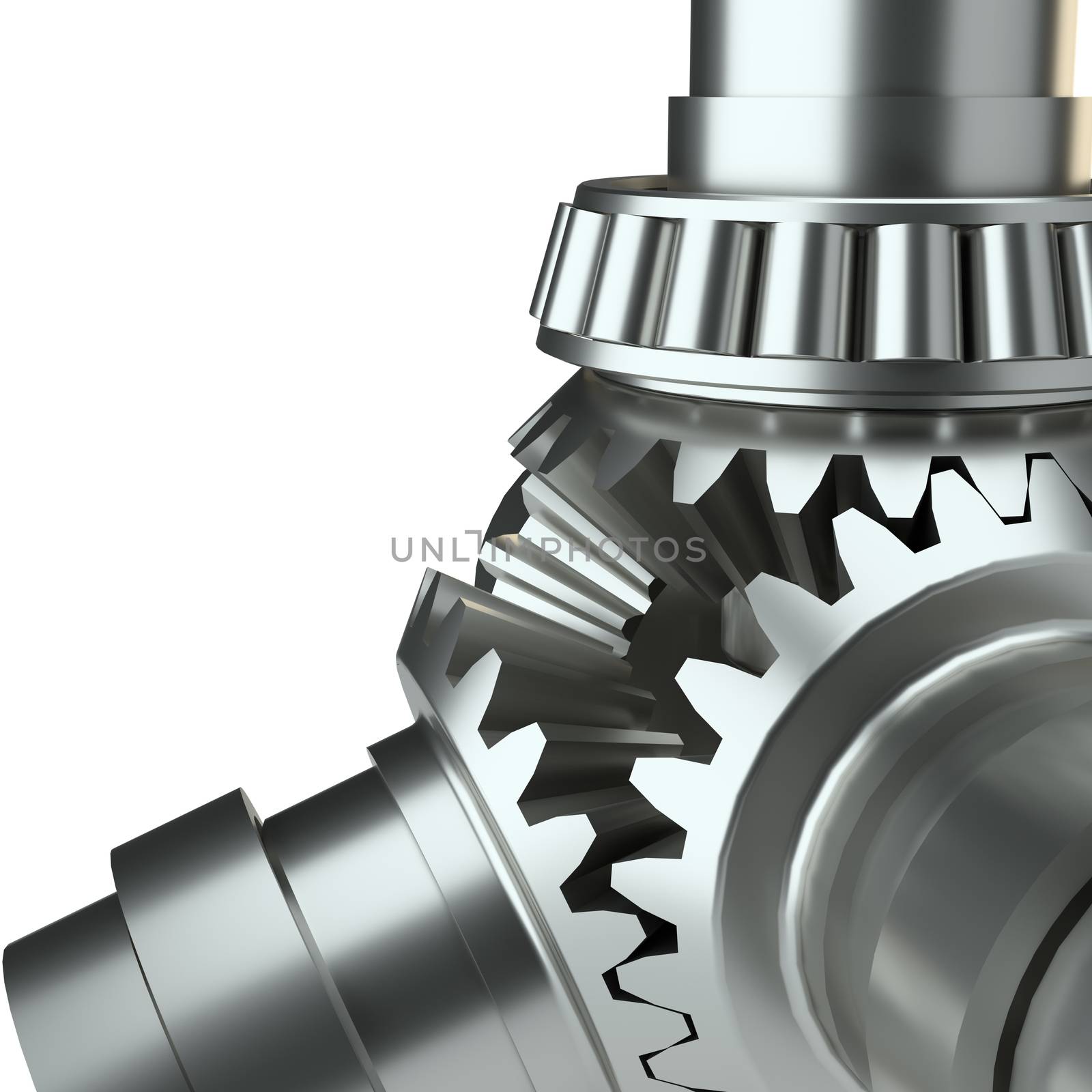 Cog gears mechanism concept. 3d illustration. Isolated on white