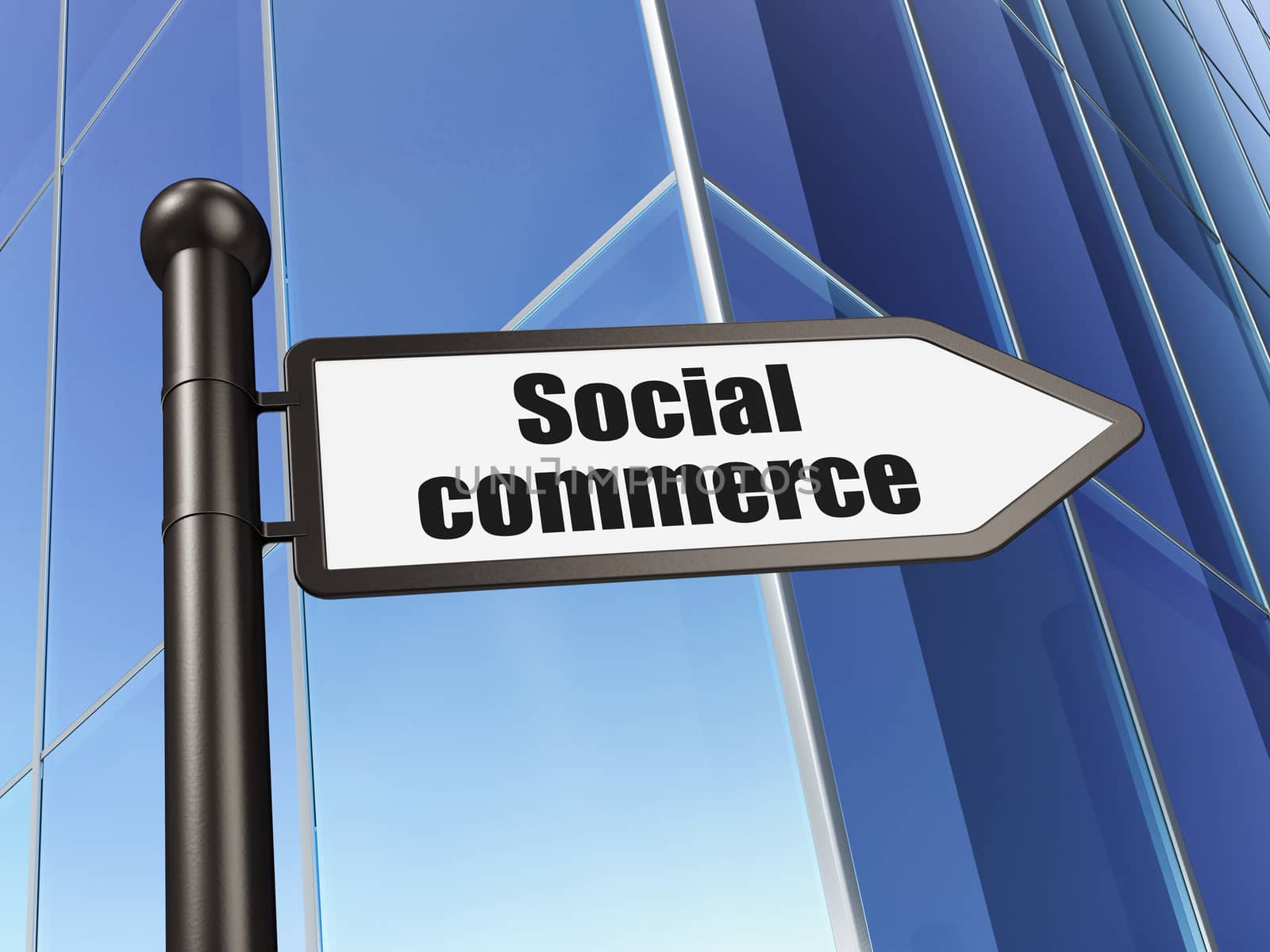 Advertising concept: sign Social Commerce on Building background, 3D rendering