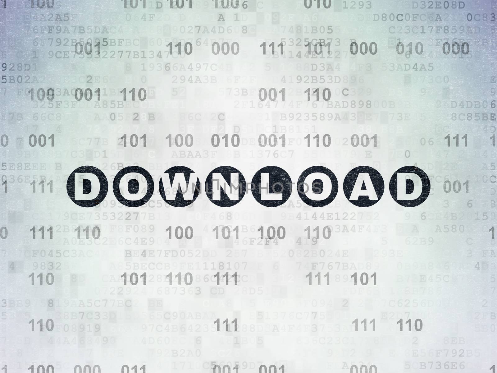Web design concept: Painted black text Download on Digital Data Paper background with Binary Code
