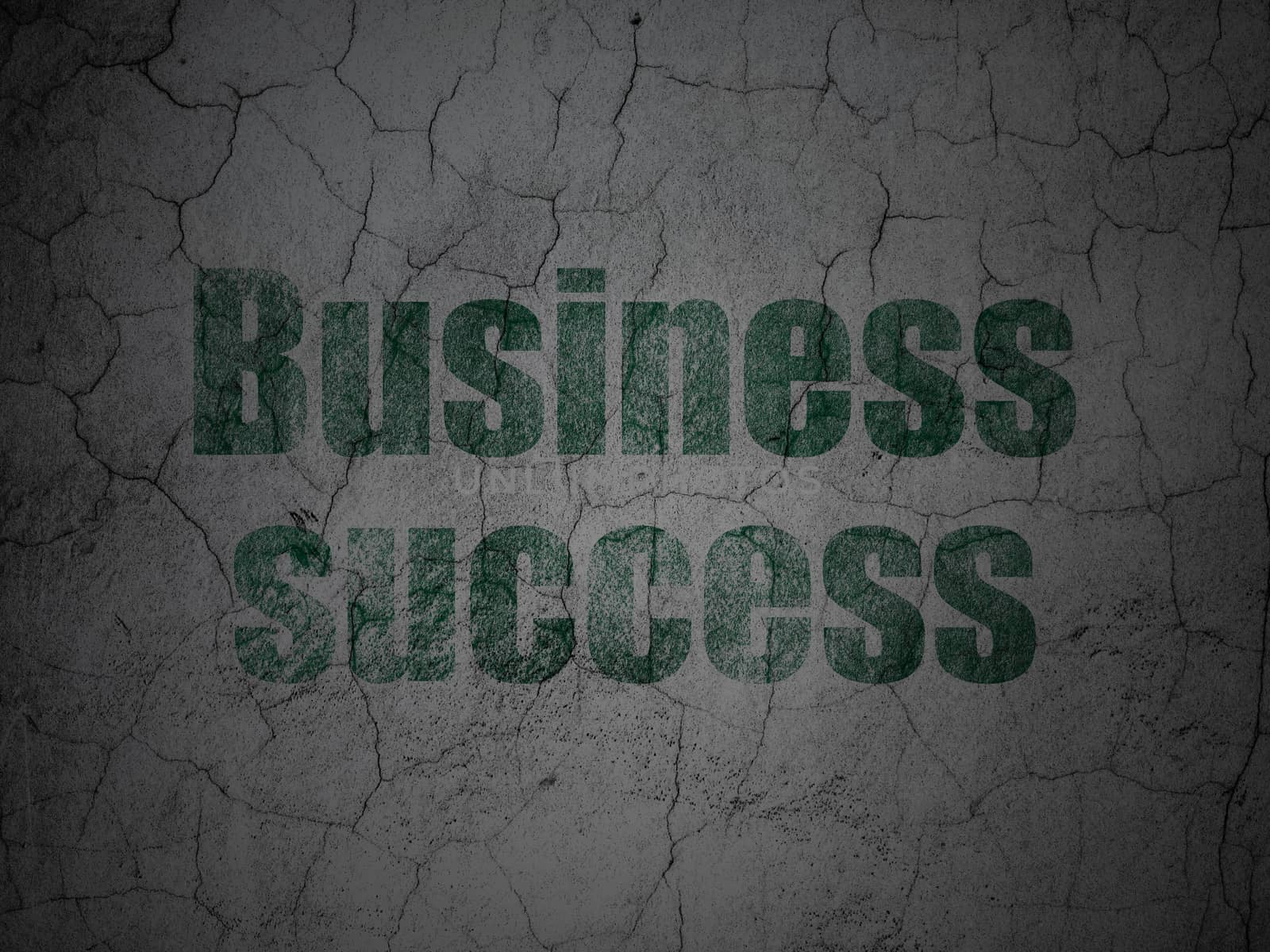 Business concept: Green Business Success on grunge textured concrete wall background