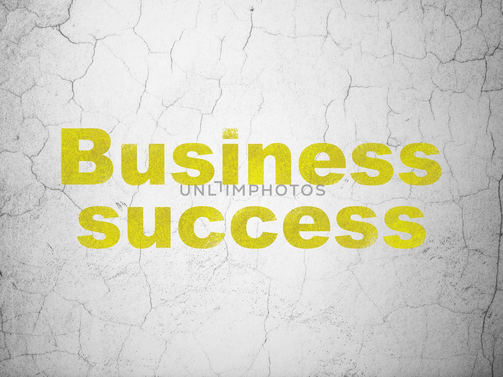 Business concept: Yellow Business Success on textured concrete wall background