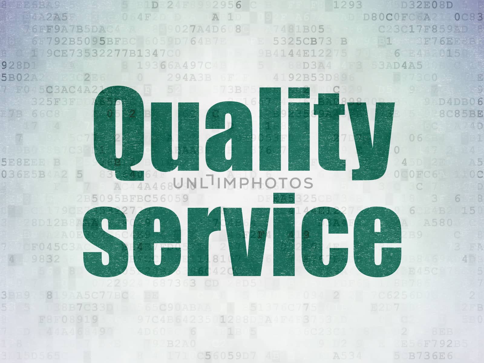 Business concept: Painted green word Quality Service on Digital Data Paper background