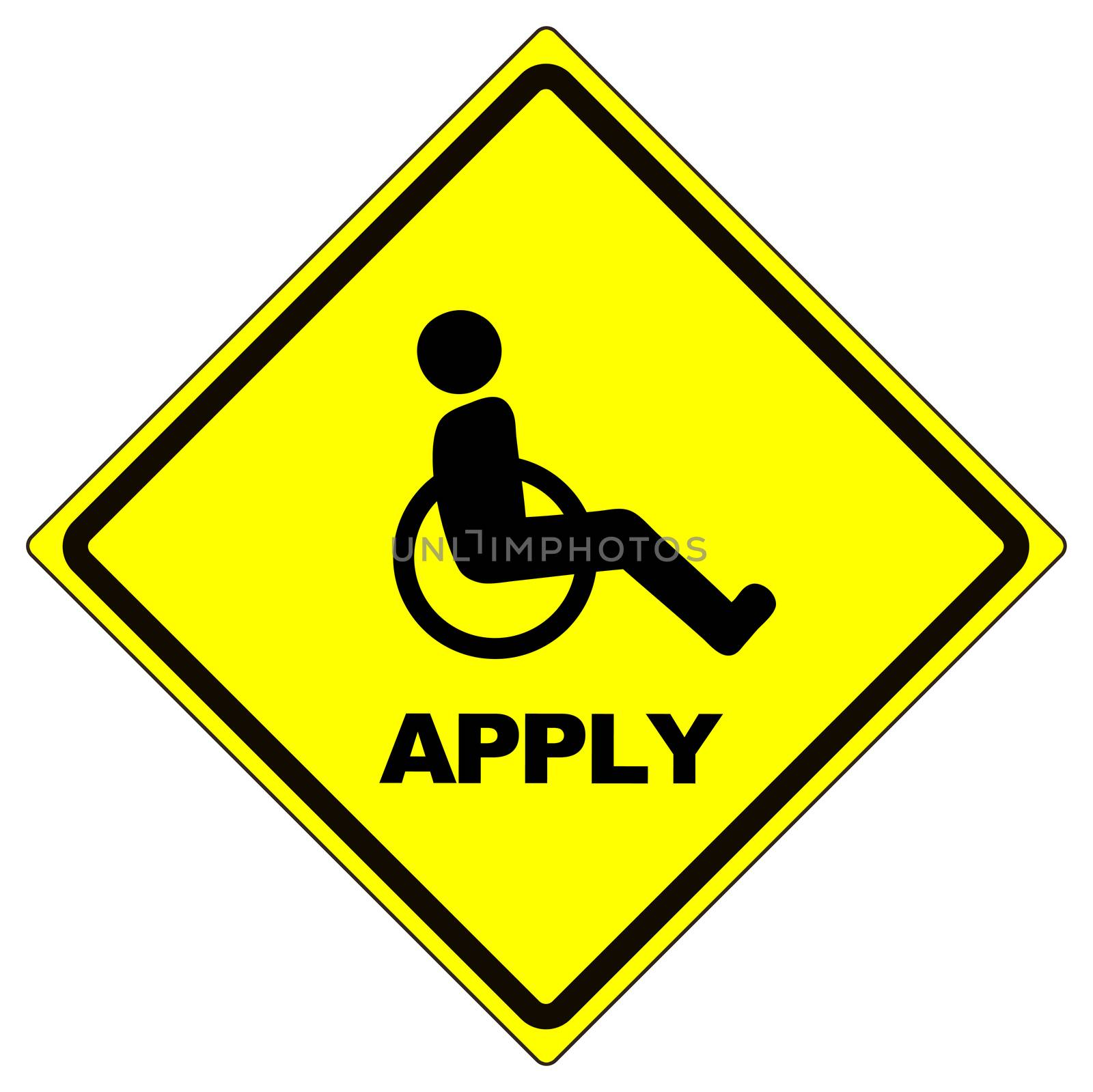 Concept sign to encourage and hint job seekers with disabilities to apply