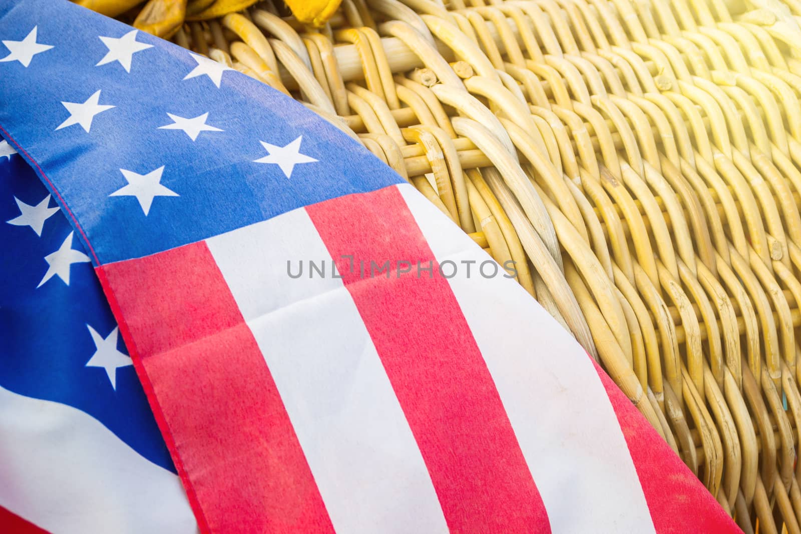 image of composite USA National Flag on the Basket