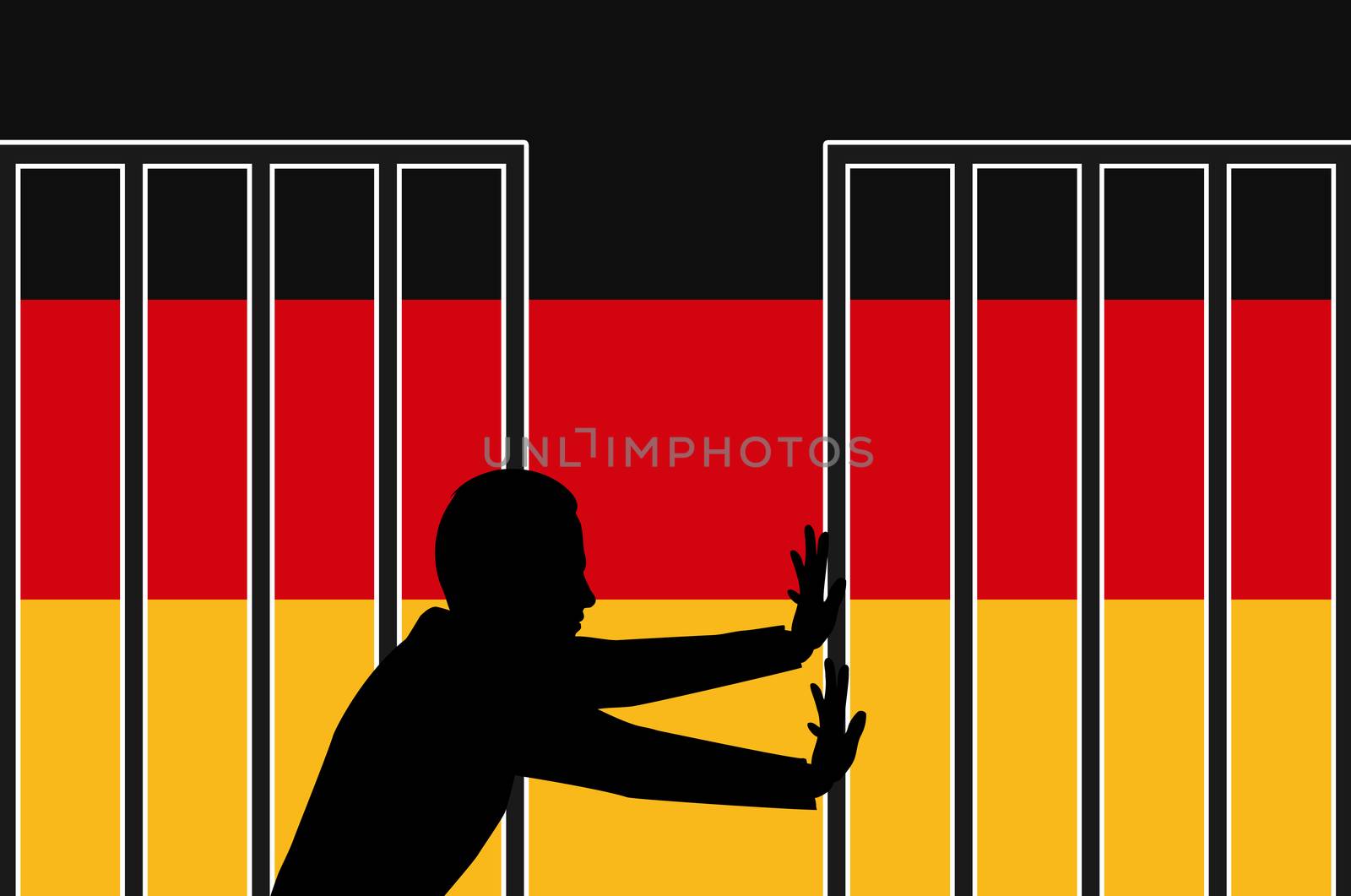 Concept sign for the refugee and asylum policy in Germany