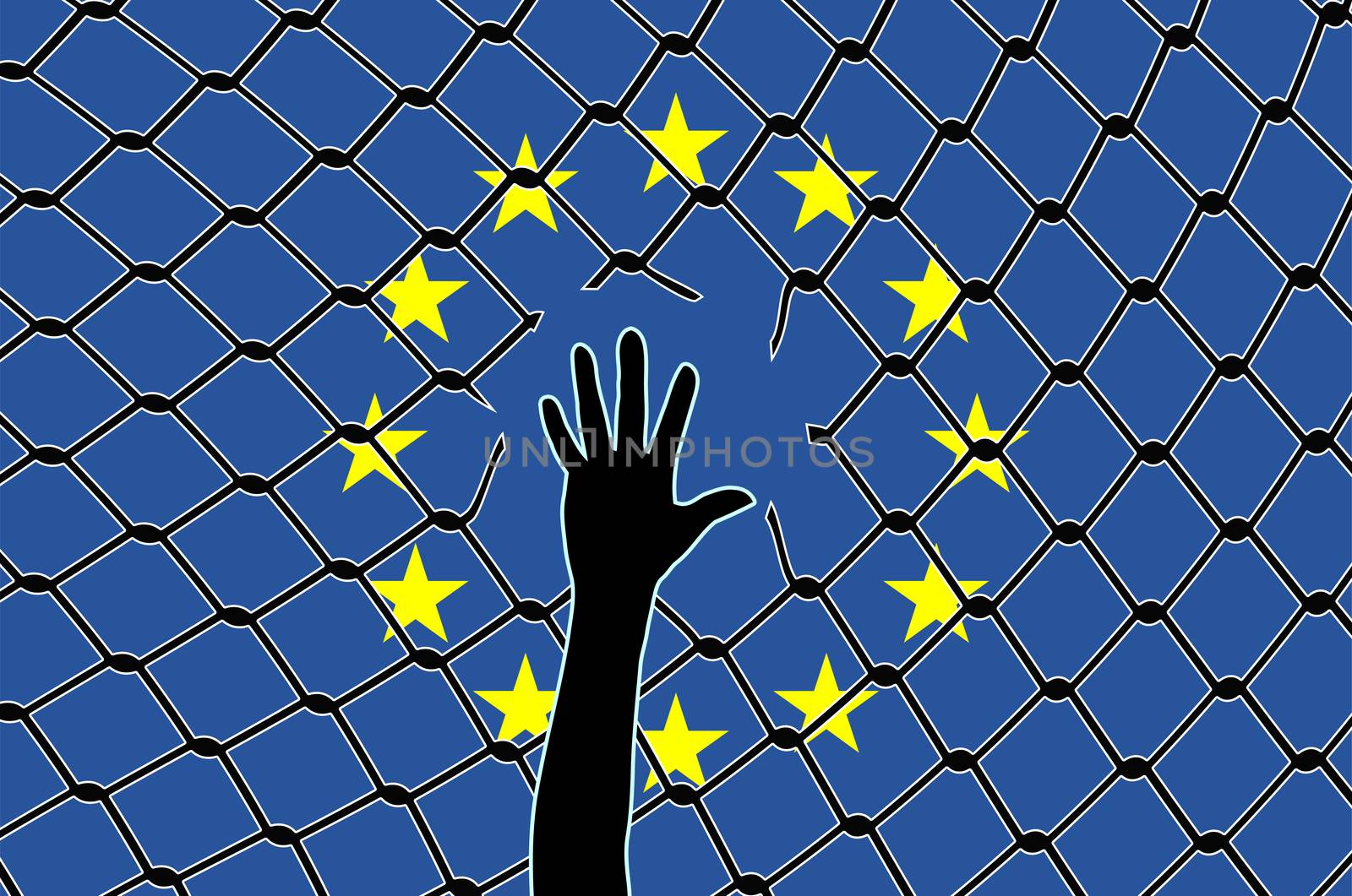 Concept sign of how the EU turns its back on refugees