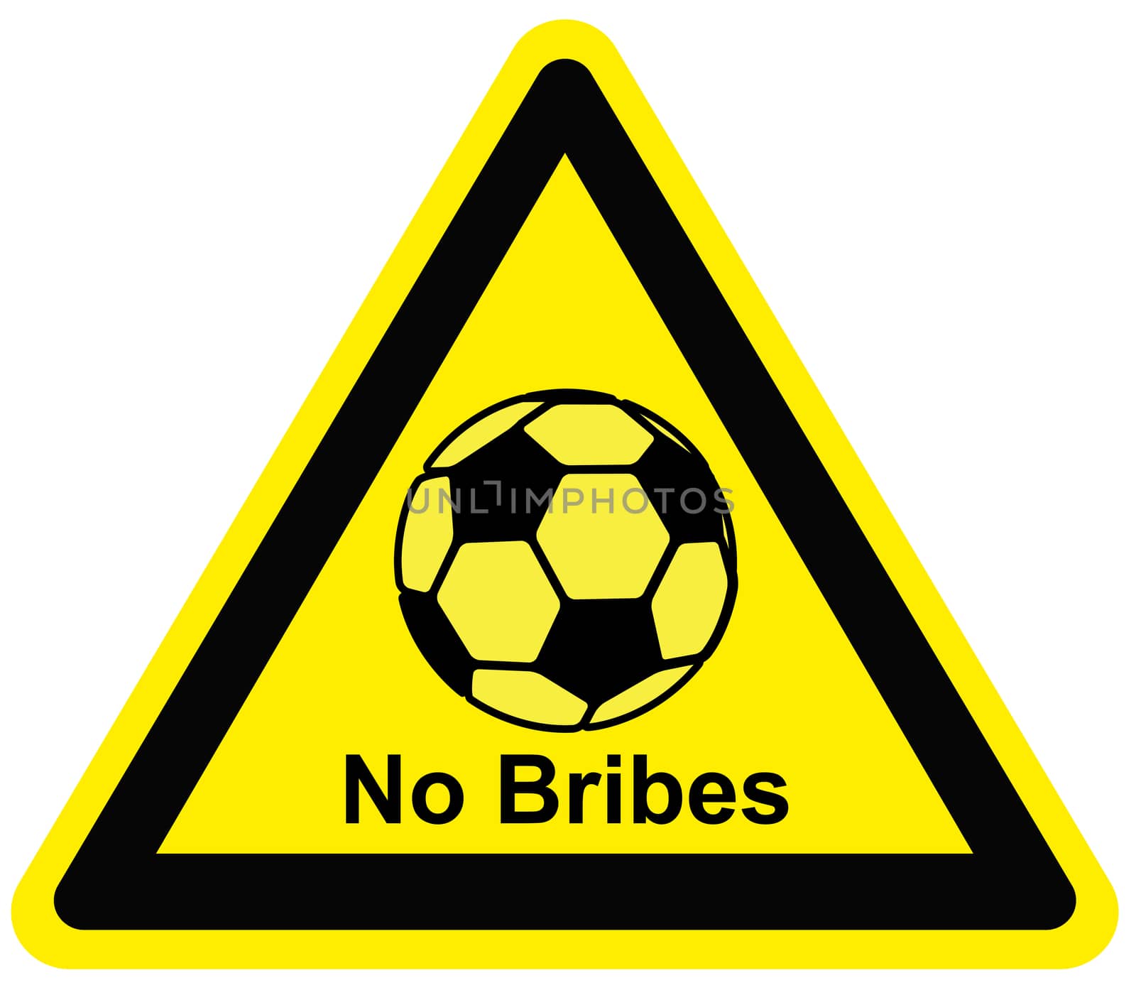 Concept sign to fight against bribery and corruption in ball games and sports in general