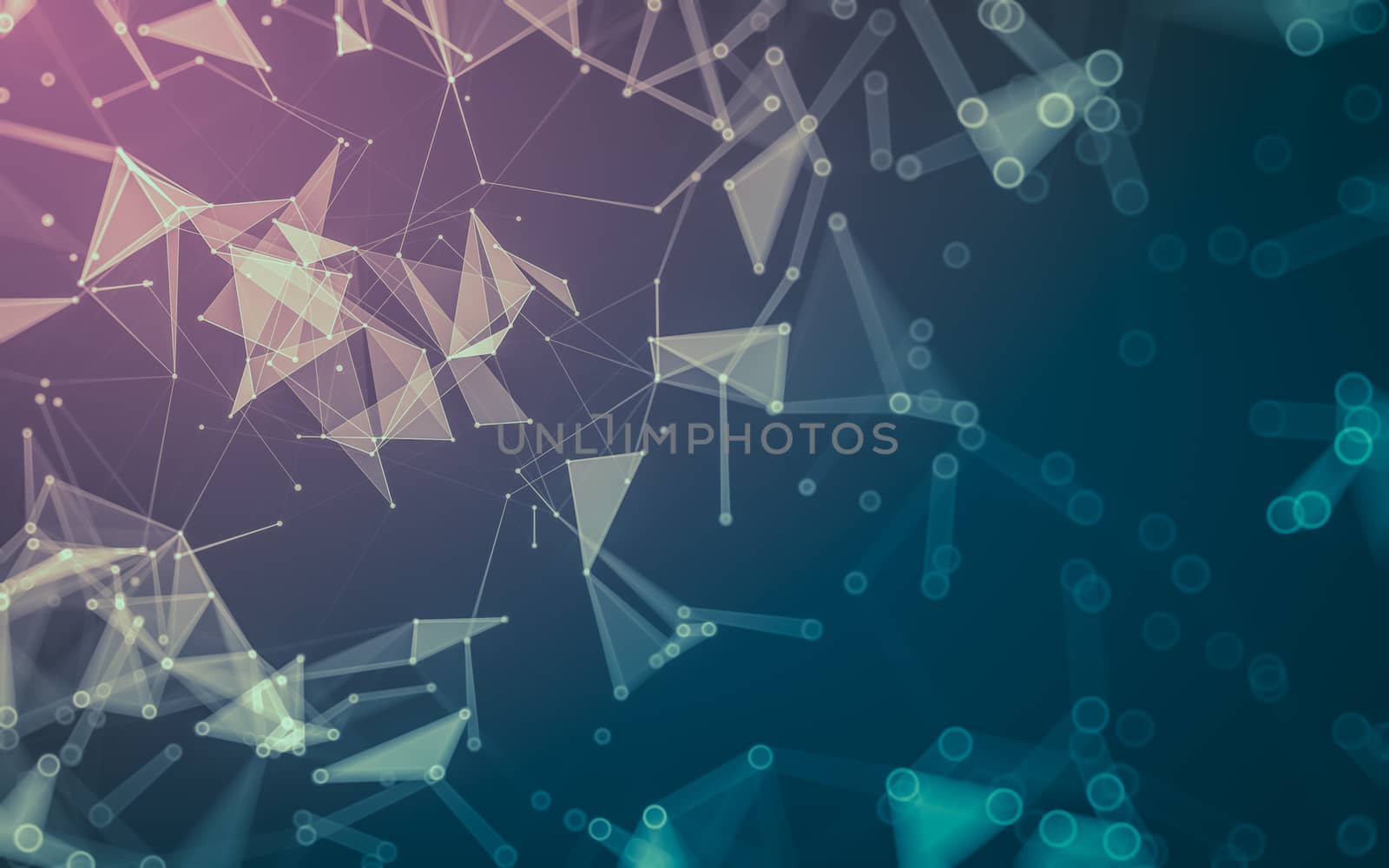 Abstract polygonal space low poly dark background, 3d rendering by teerawit