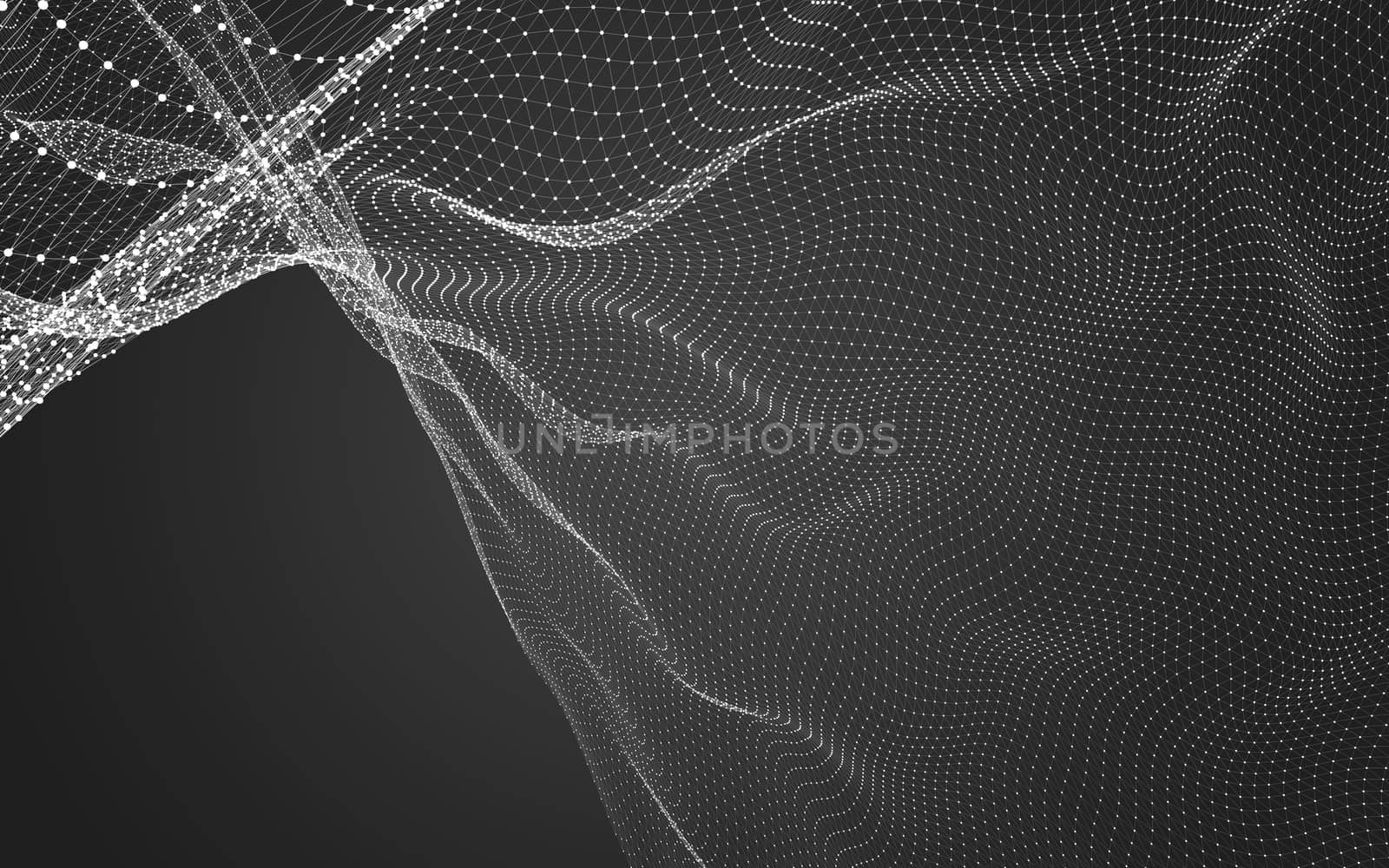 Abstract polygonal space low poly dark background, 3d rendering by teerawit