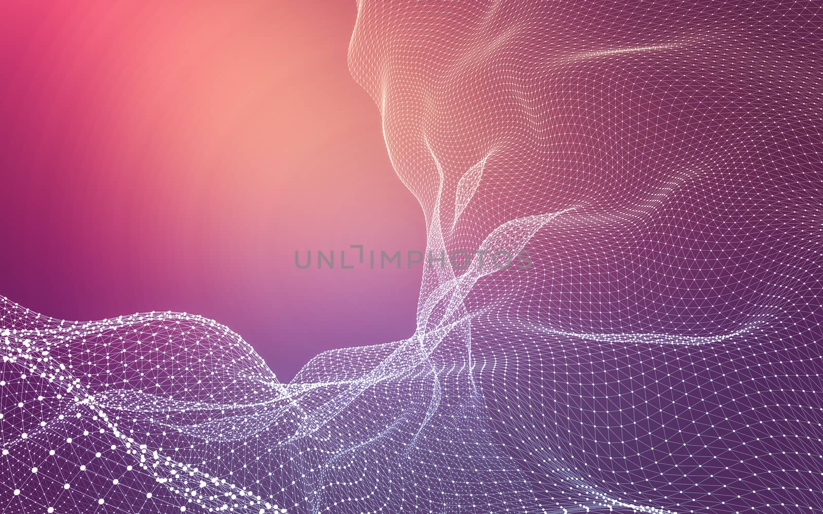 Abstract polygonal space low poly dark background with connecting dots and lines. Connection structure. 3d rendering