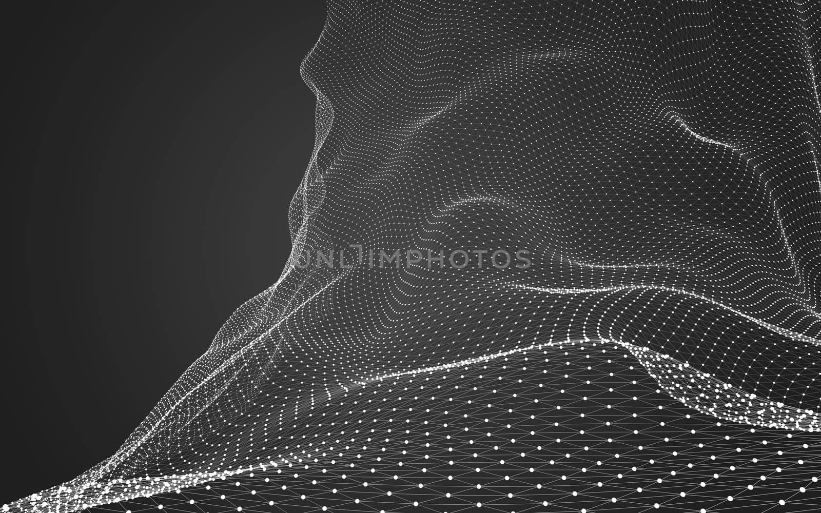 Abstract polygonal space low poly dark background with connecting dots and lines. Connection structure. 3d rendering