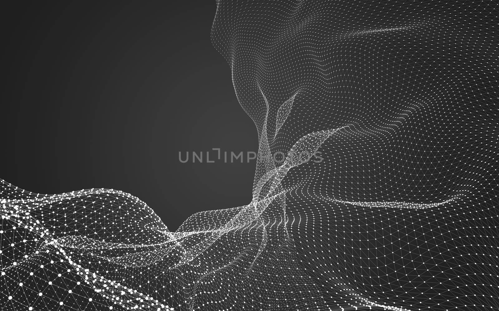 Abstract polygonal space low poly dark background with connecting dots and lines. Connection structure. 3d rendering