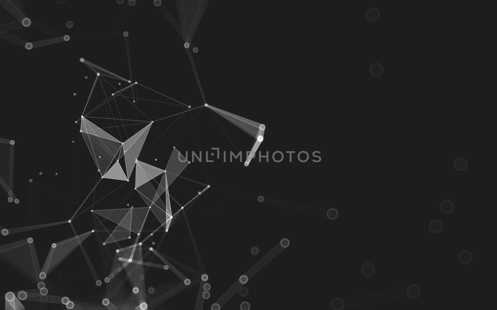 Abstract polygonal space low poly dark background with connecting dots and lines. Connection structure. 3d rendering