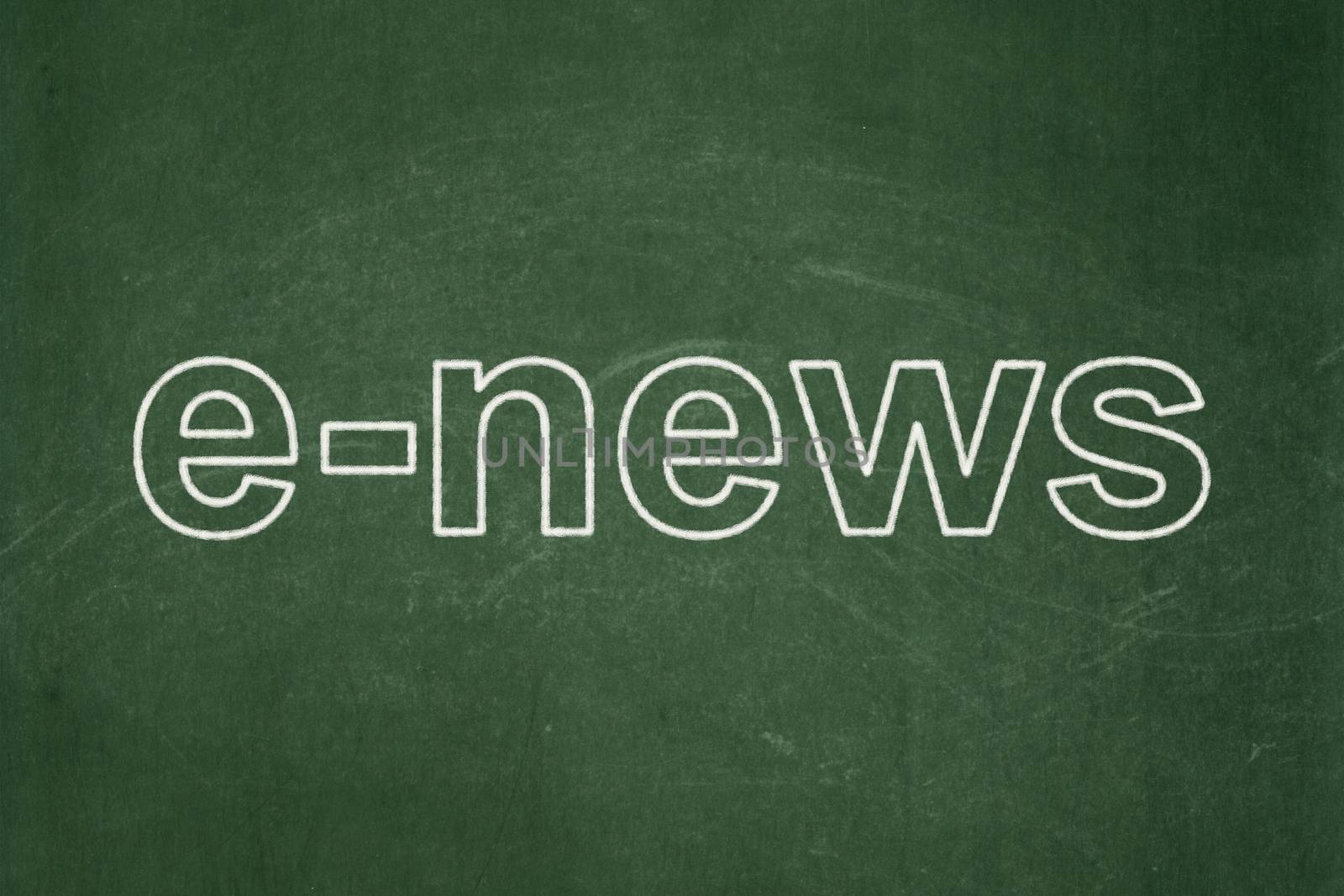 News concept: text E-news on Green chalkboard background