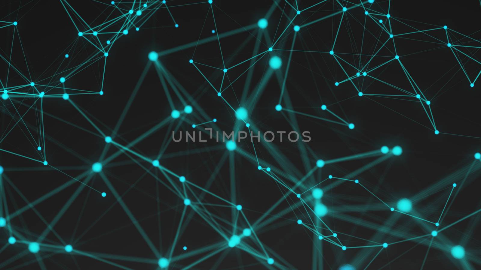 Abstract connection dots. Technology background. Digital drawing blue theme. Network concept 3d rendered