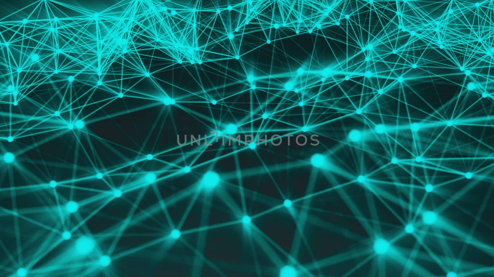 Abstract connection dots. Technology background. Digital drawing blue theme. Network concept 3d rendered