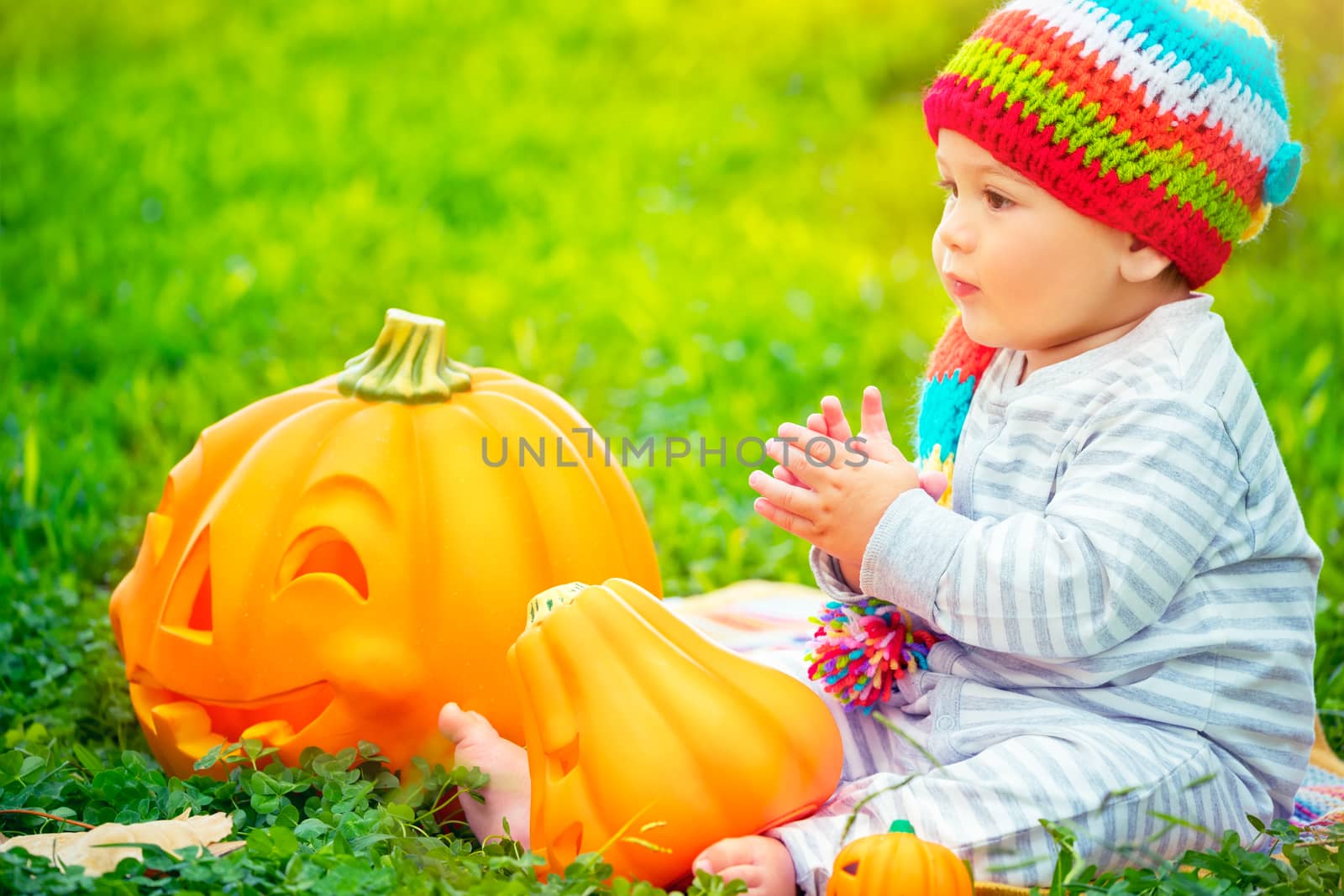 Small kid celebrating Halloween by Anna_Omelchenko