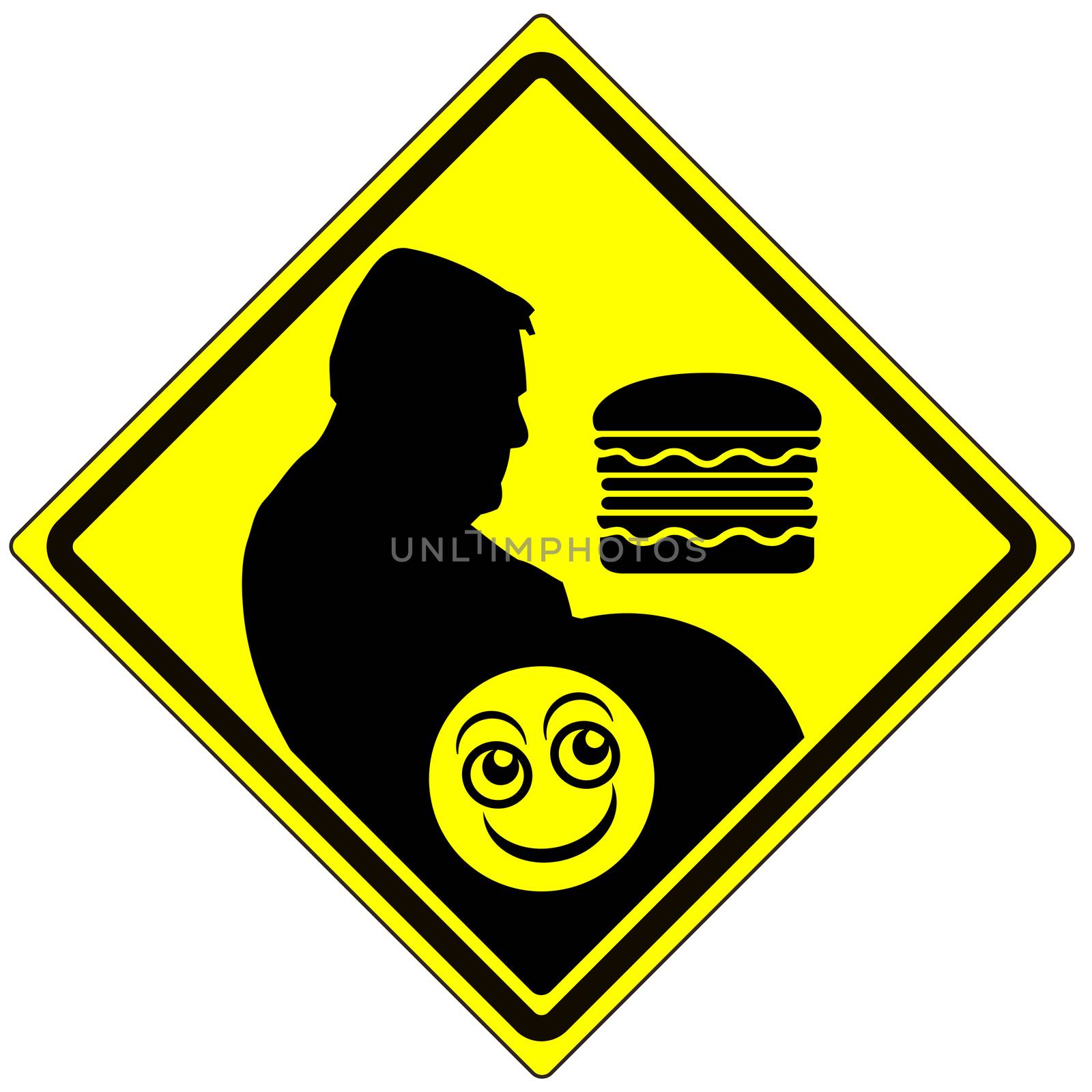 Humorous concept sign to avoid junk food and change eating habits