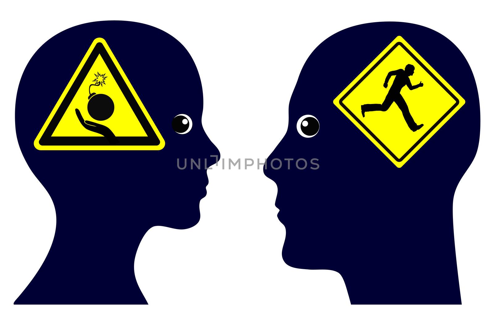 Concept sign of communication problems between couple putting an end to the relationship
