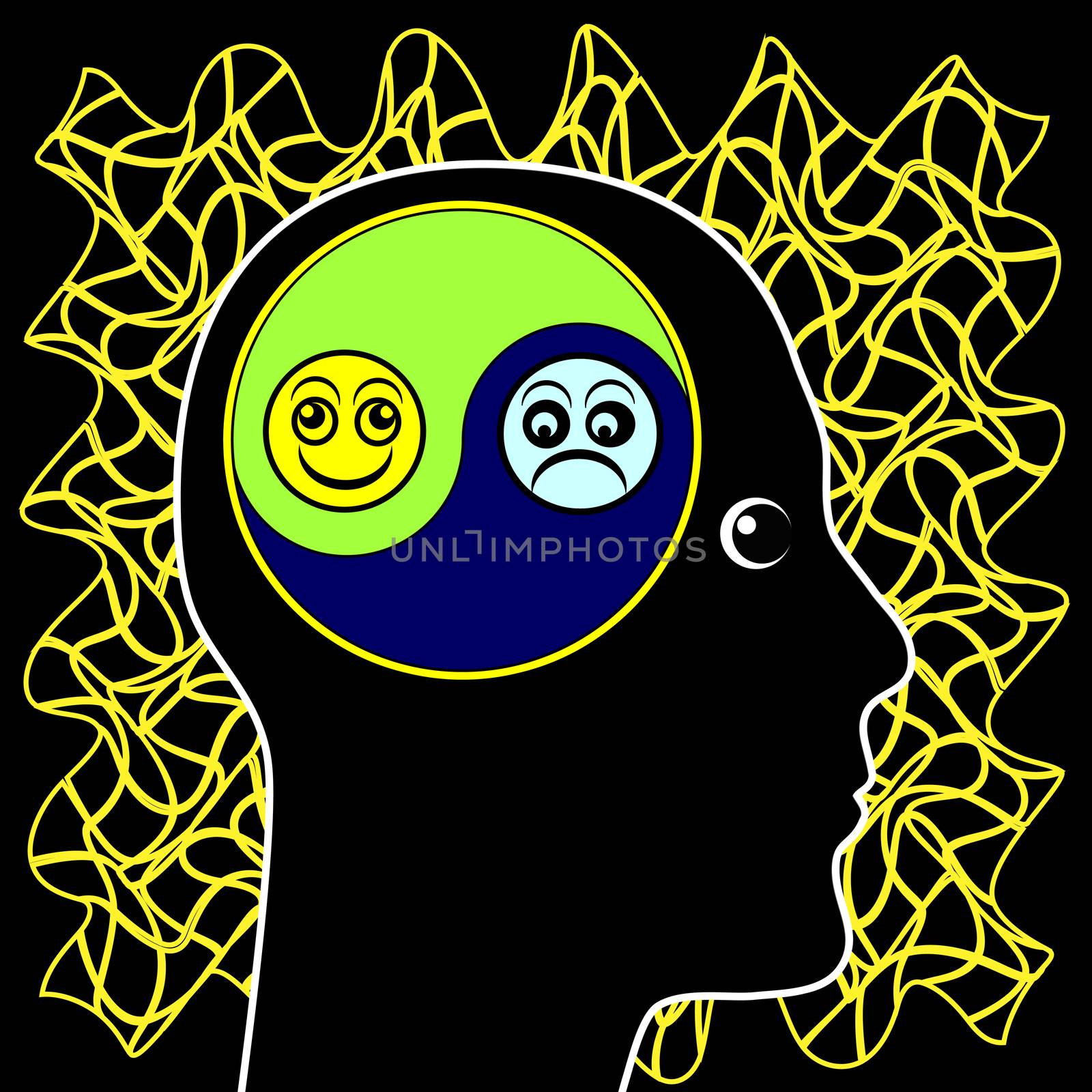 Alternation of the emotional state between euphoria and depression as part of bipolar disorder