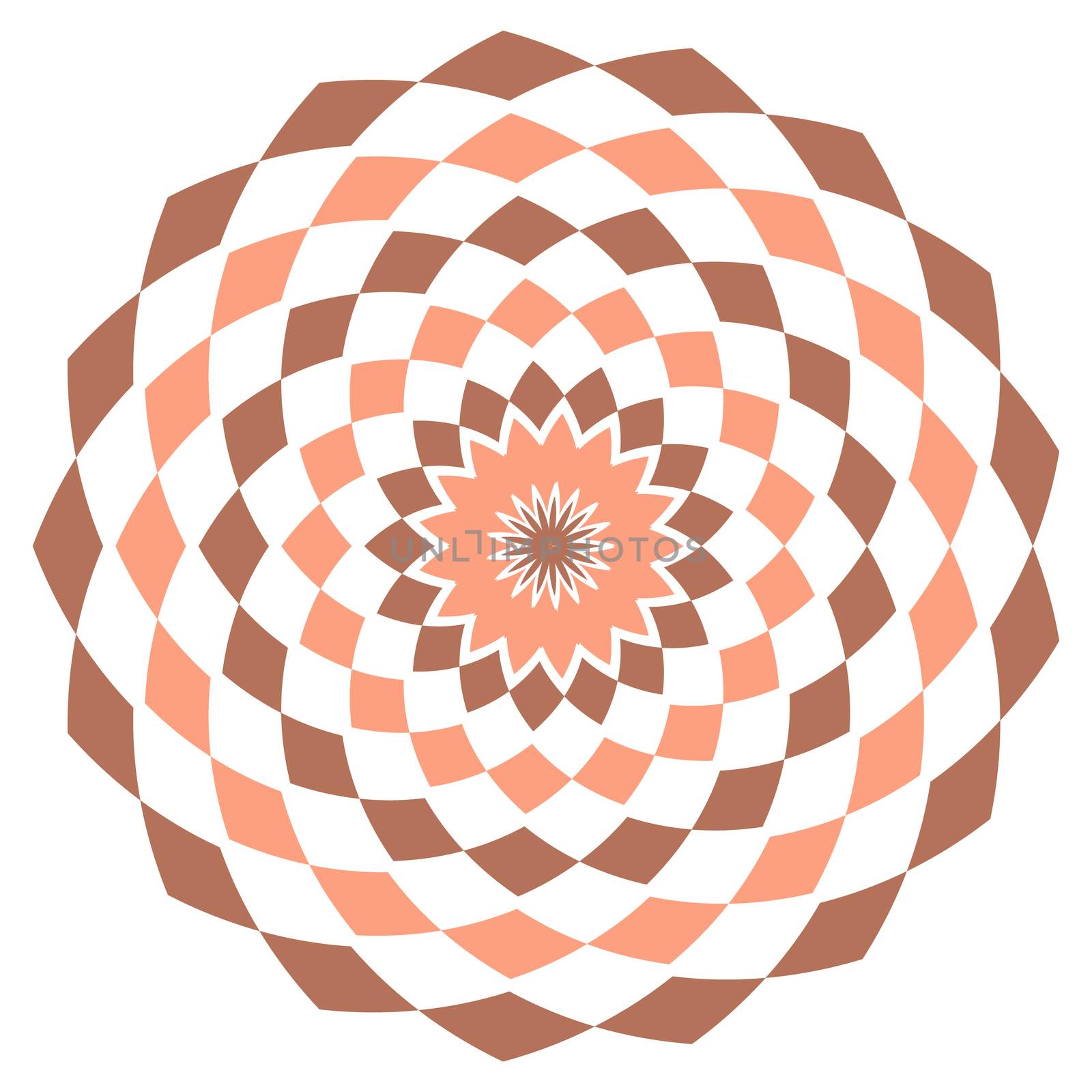 Simple geometrical pattern with rhombuses. Orange and red kaleidoscope mandala art. by Asnia