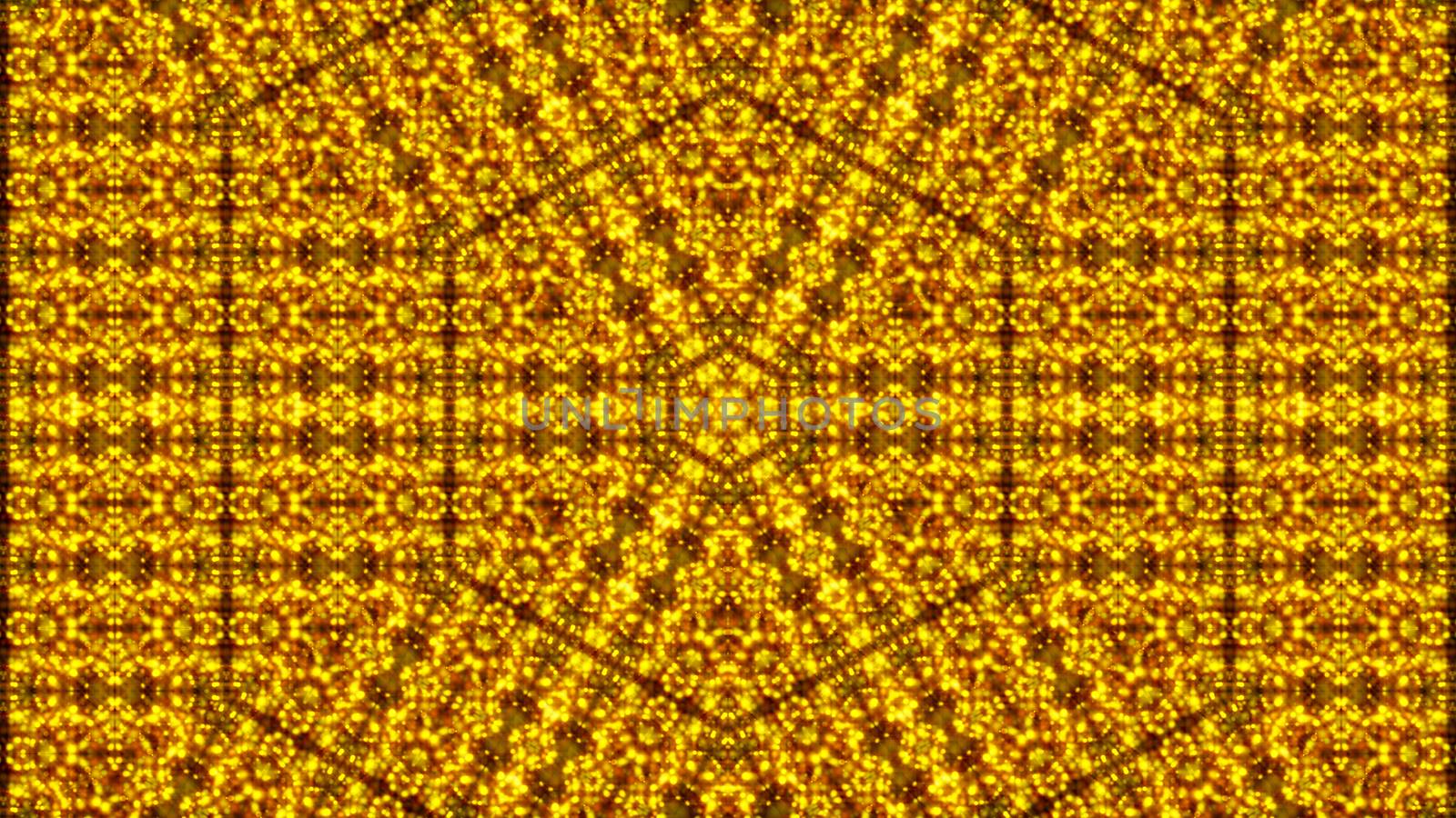 Gold abstract kaleidoscope background. Digital illustration. 3d rendering