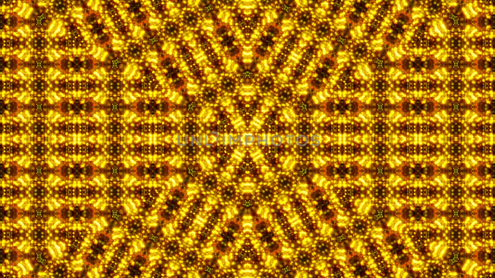 Gold abstract kaleidoscope background. Digital illustration. 3d rendering