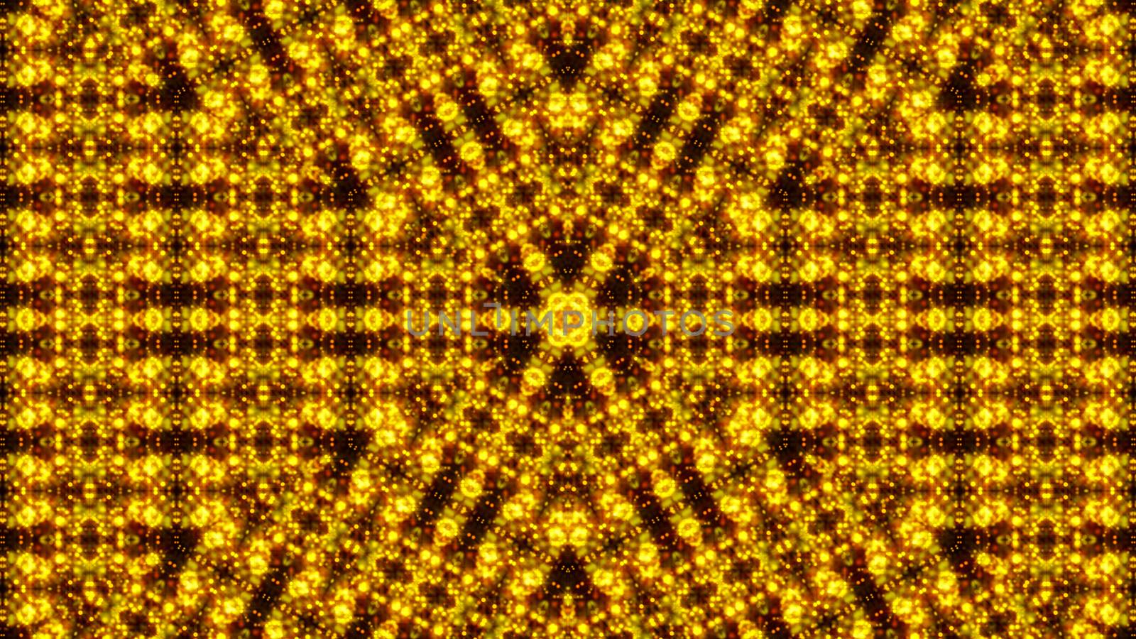 Gold abstract kaleidoscope background. Digital illustration. 3d rendering