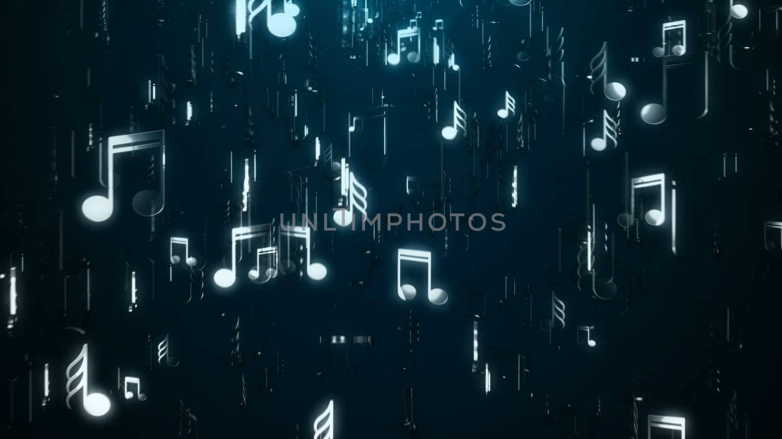 White music notes. Abstract background. Digital illustration. 3d rendering