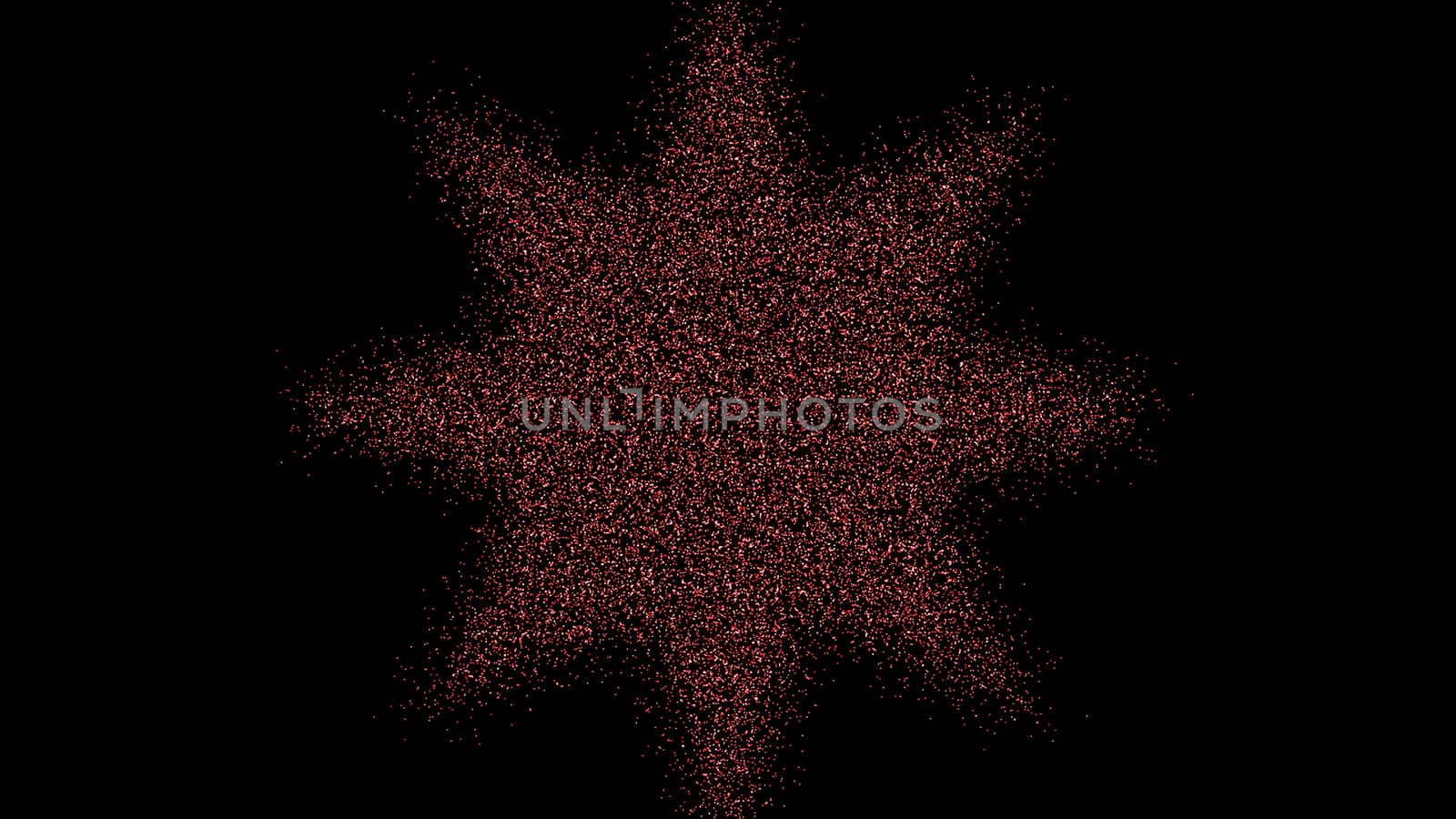 The formation of the star of the particles. Digital futuristic tunnel. Digital illustration. 3d rendering