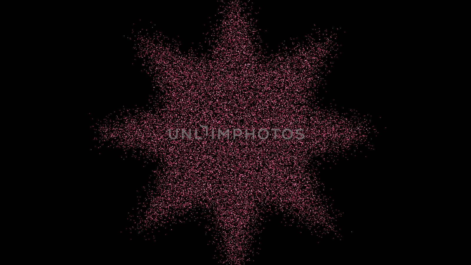 The formation of the star of the particles. Digital futuristic tunnel. Digital illustration. 3d rendering