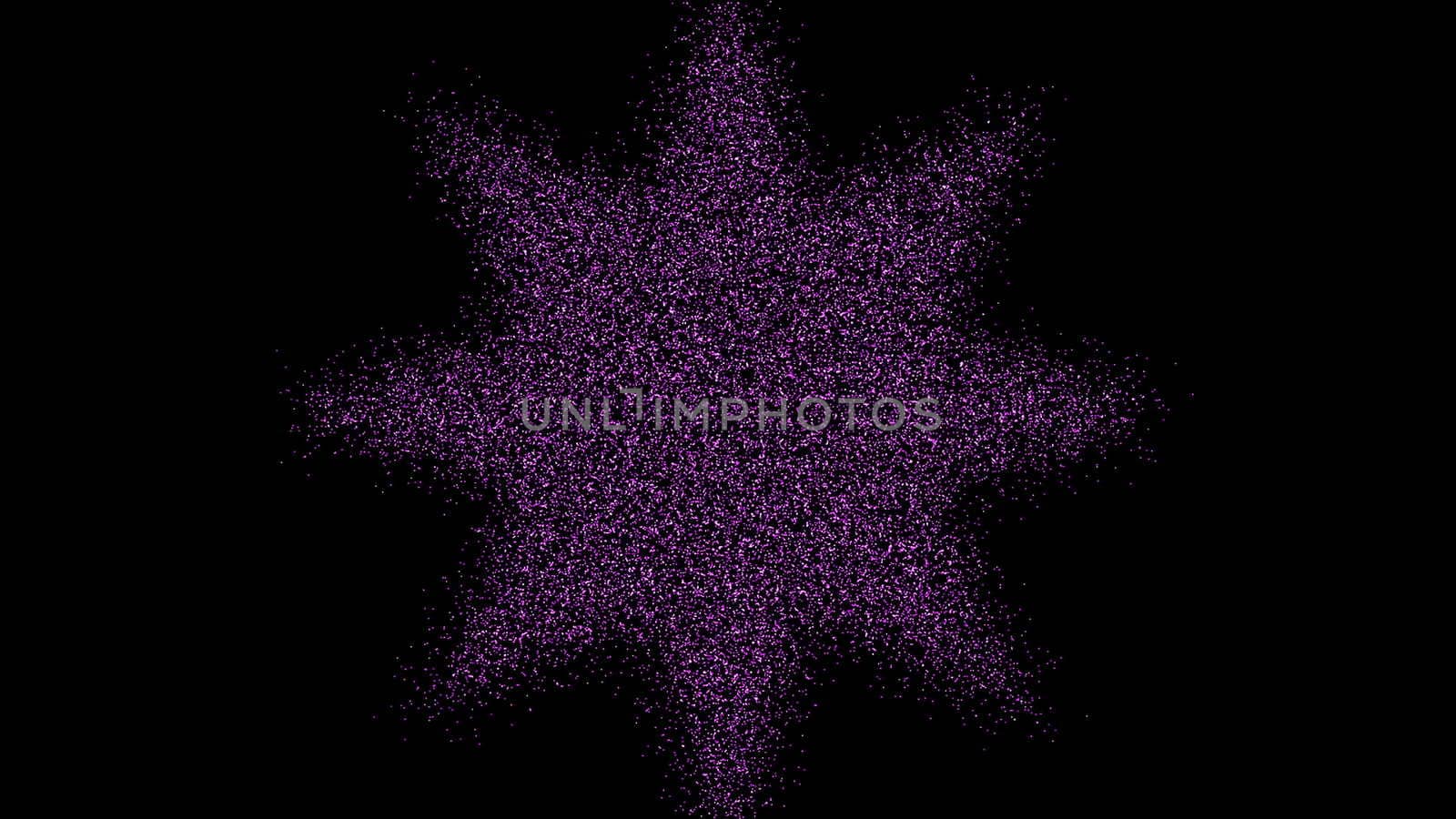 The formation of the star of the particles. Digital futuristic tunnel. Digital illustration. 3d rendering