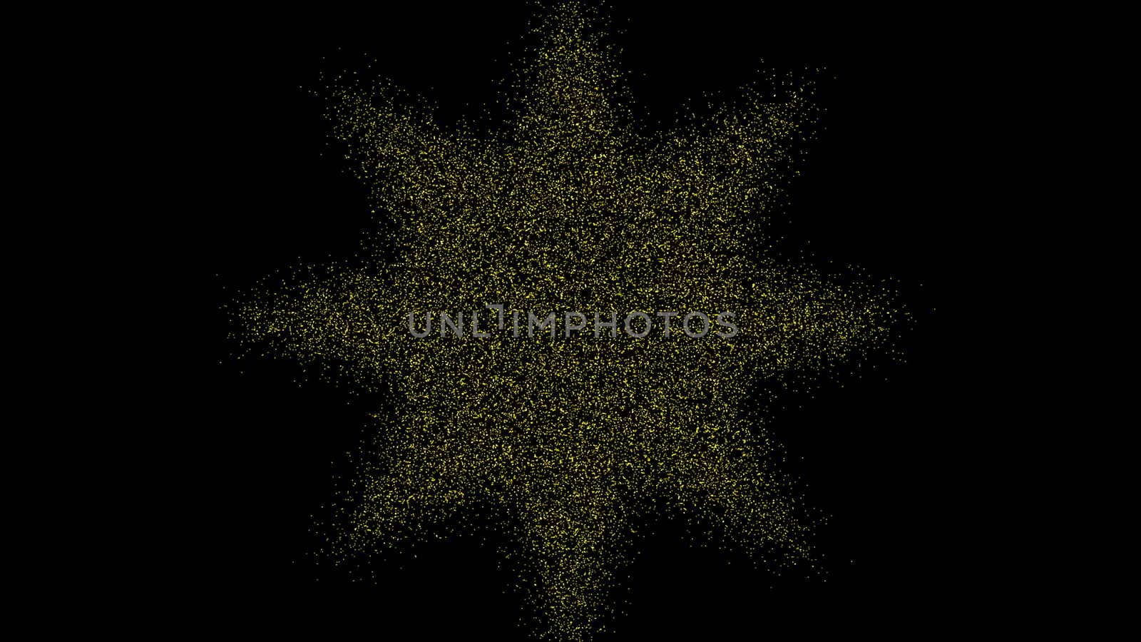 The formation of the star of the particles. Digital futuristic tunnel. Digital illustration. 3d rendering