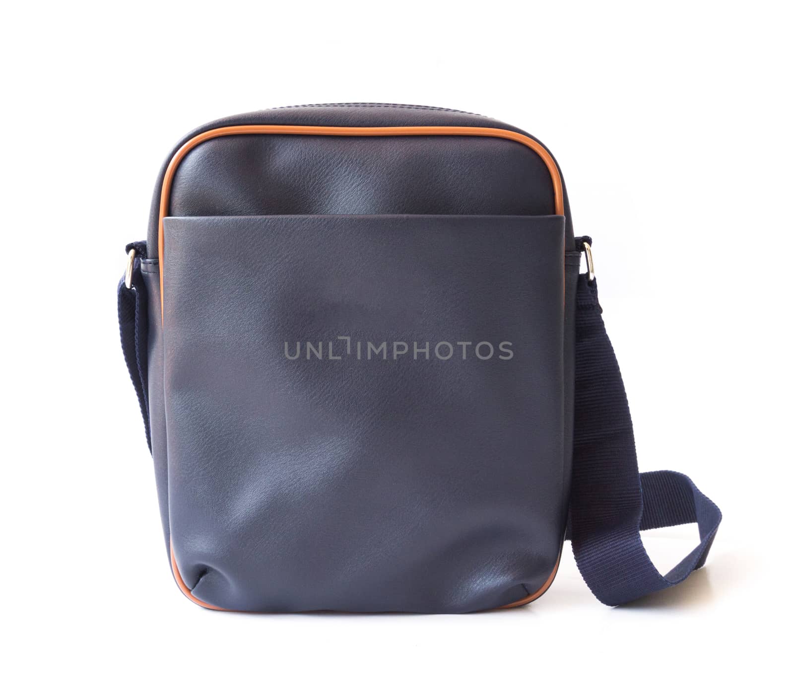 Men bag blue color on white background, fashion and accessoire concept