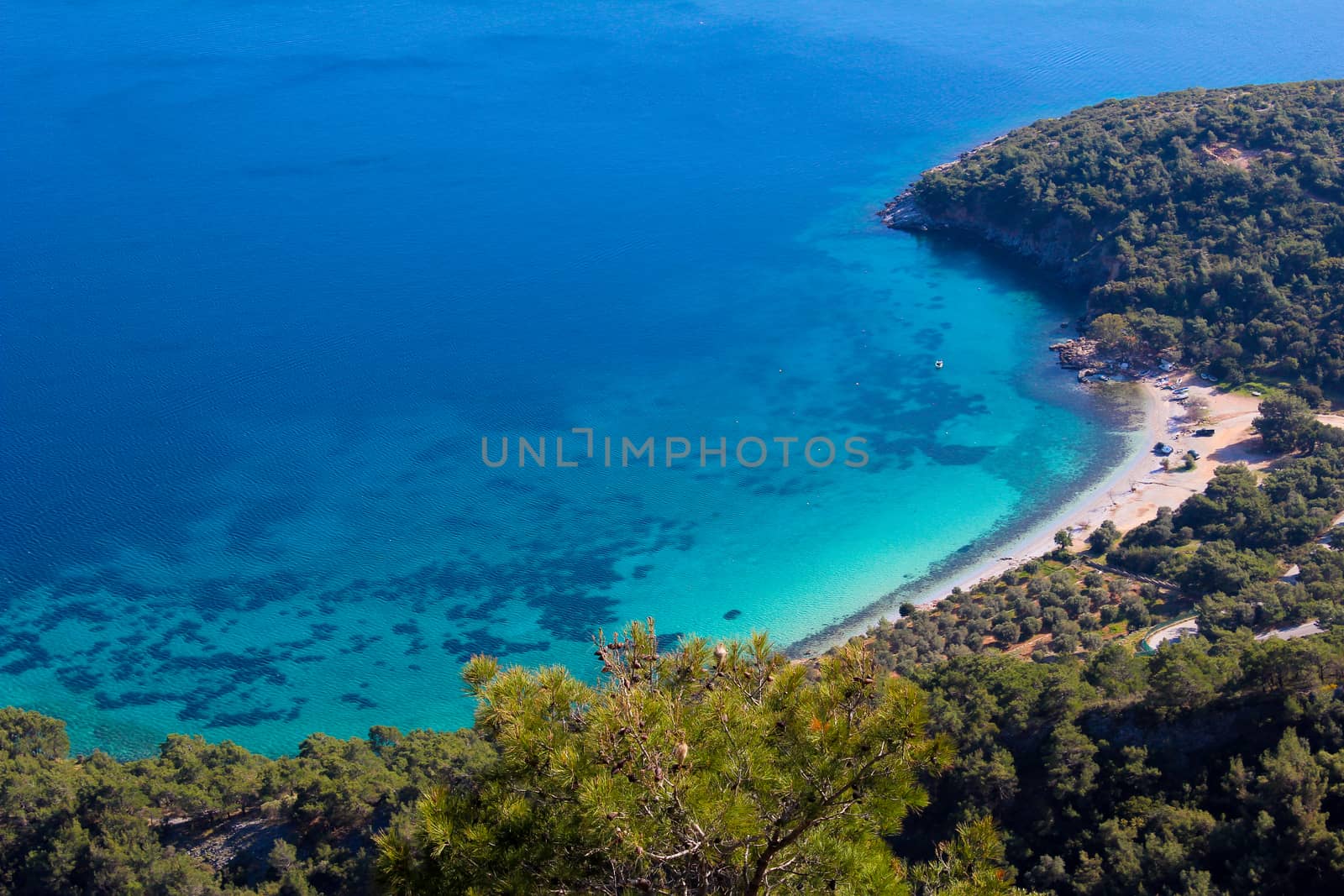 Coastline of Samos Island, Greece, pictured from above