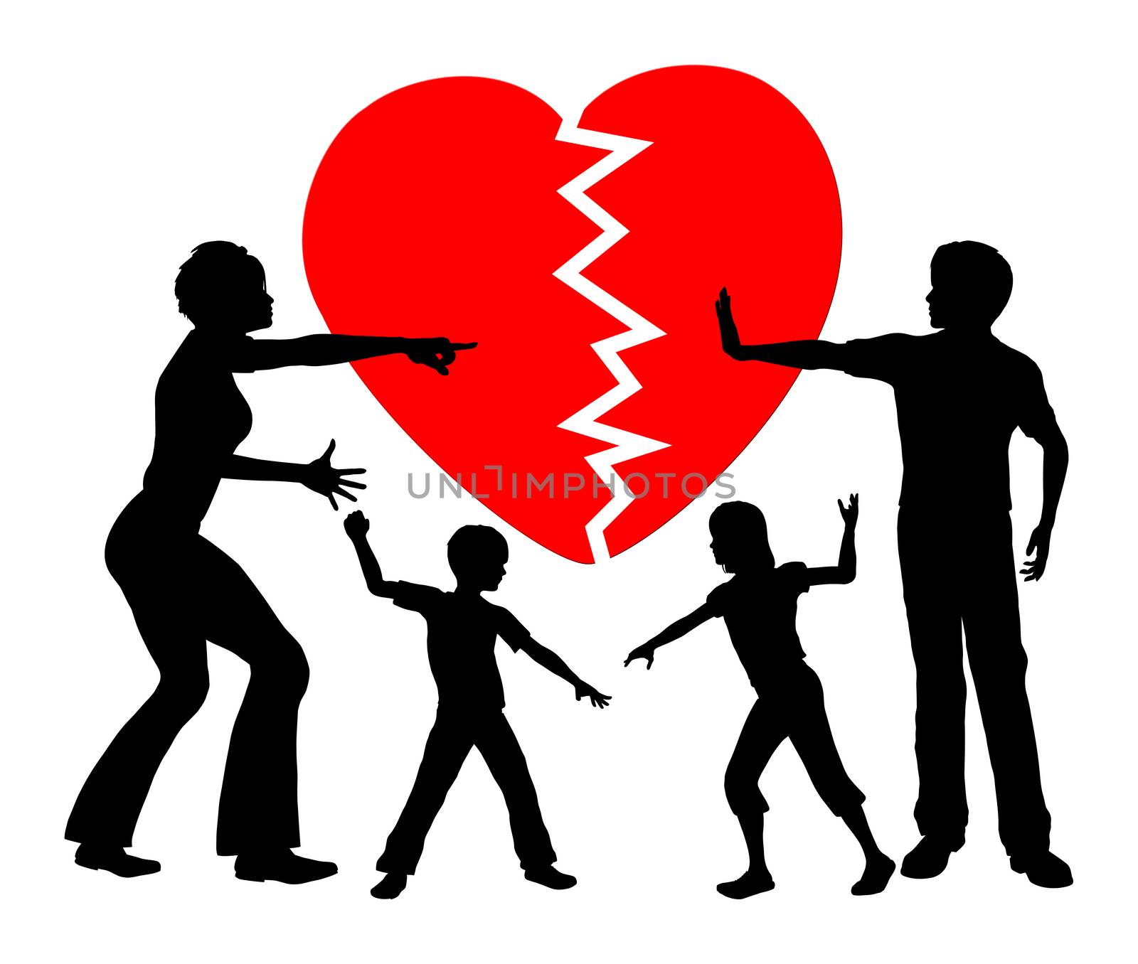 Concept sign of children getting emotional abused by divorced parents
