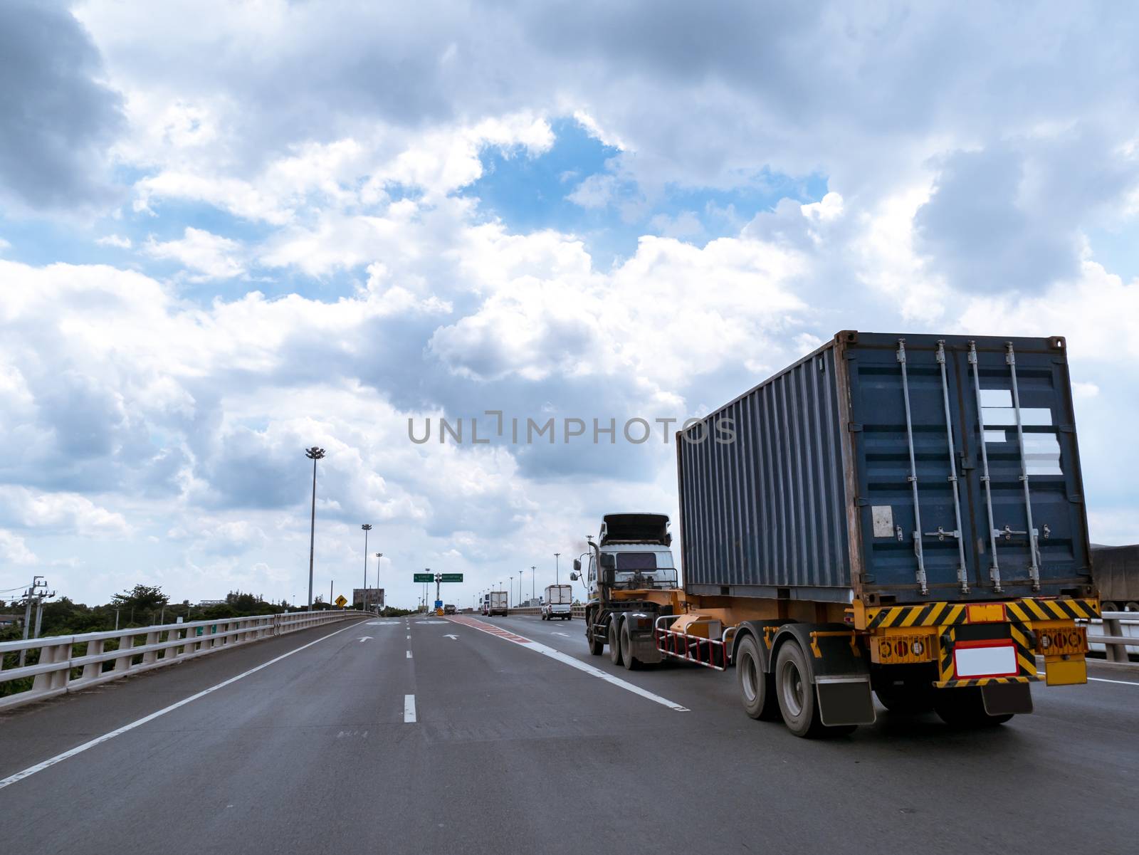 logistic container truck on highway by antpkr