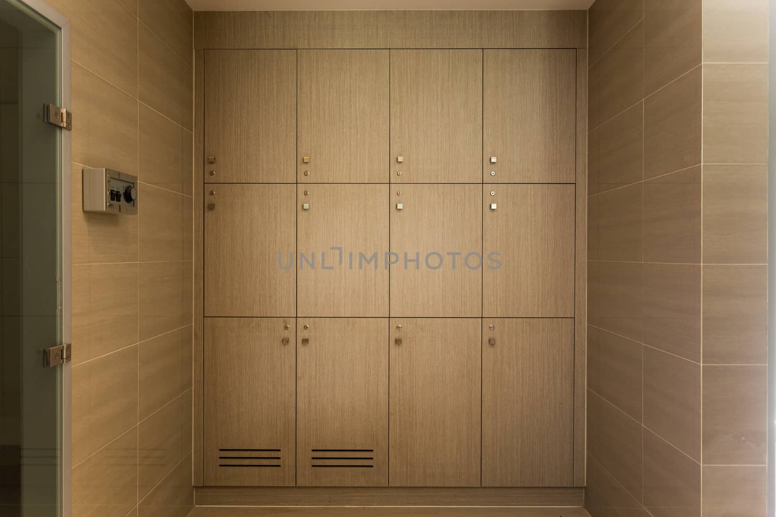 wooden locker room in the modern building by antpkr