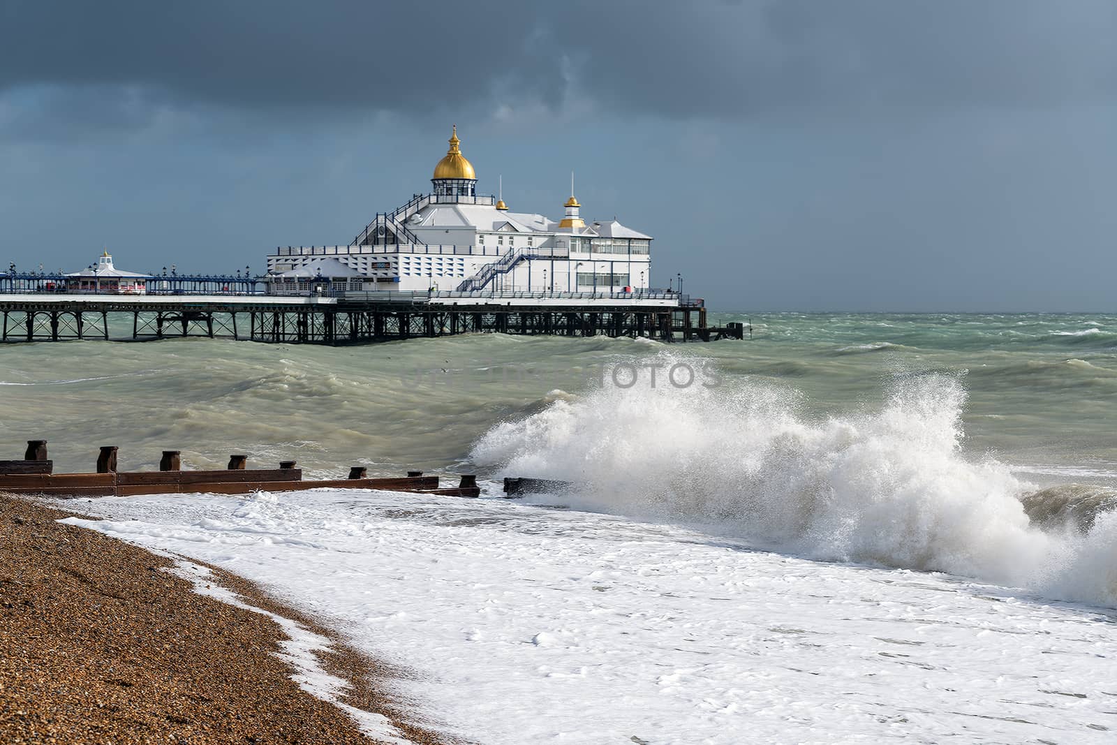 EASTBOURNE, EAST SUSSEX/UK - OCTOBER 21 : Tail End of Storm Brian Racing Past Eastbourne Pier in East Sussex on October 21, 20017