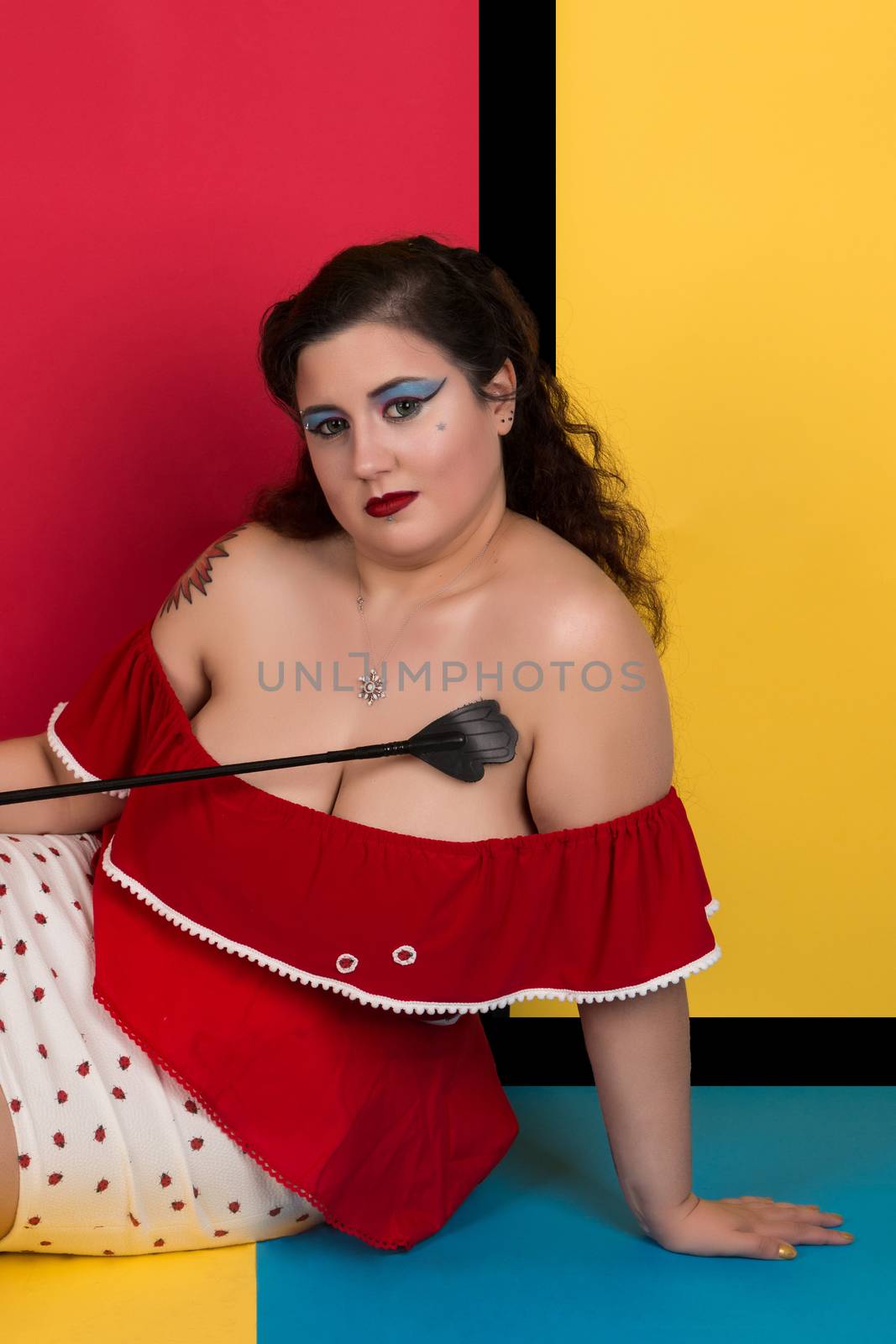 Pinup girl in pop art backdrop by membio