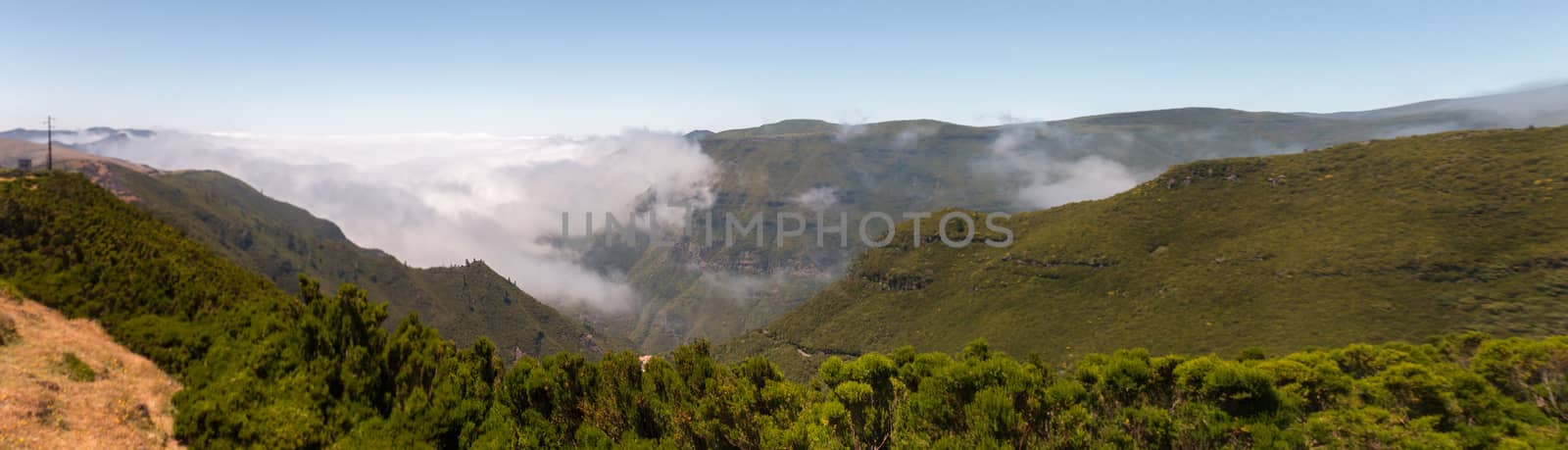 Panorama of Madeira island landscape, near levada 25 fontes, Portugal.