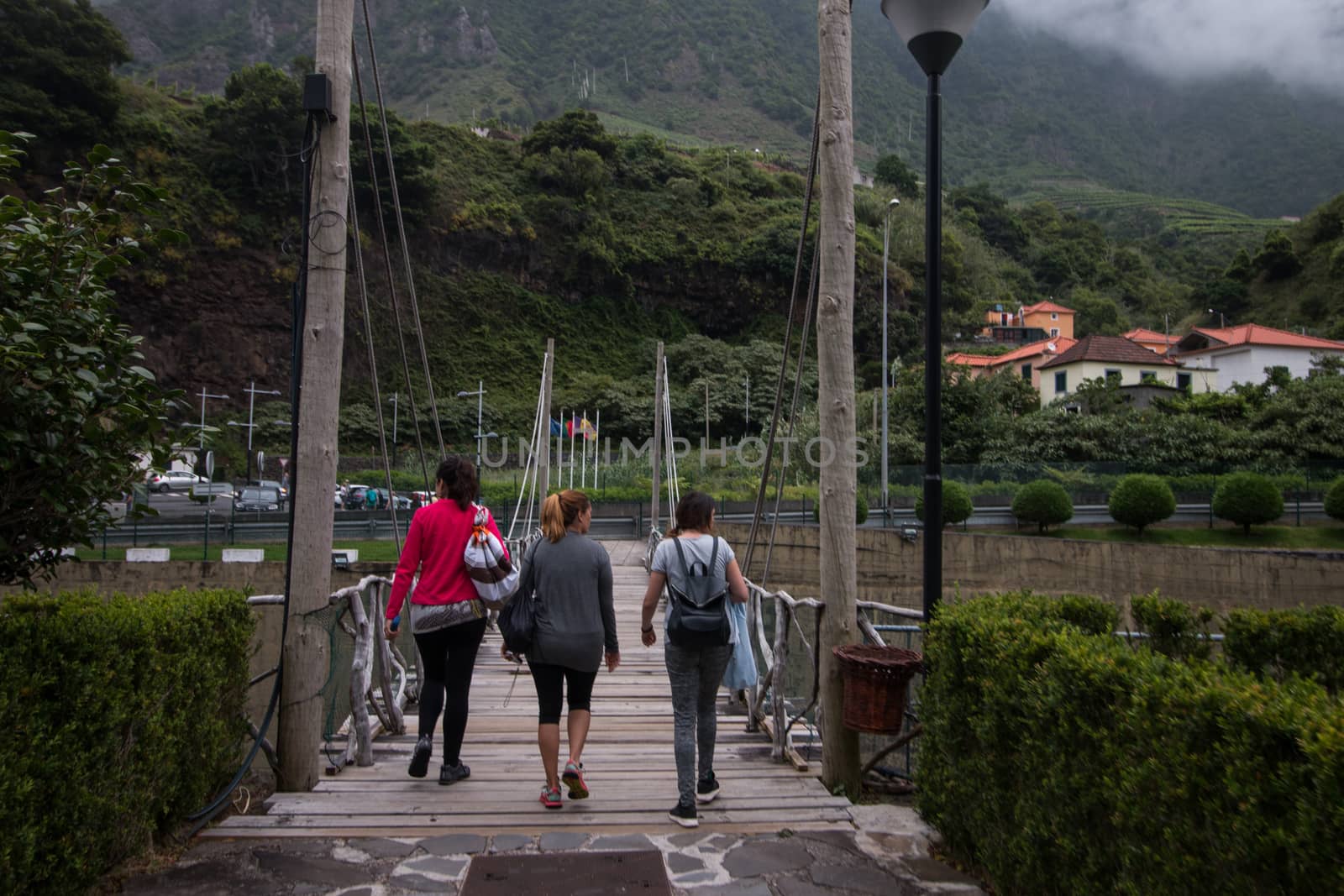 Tourists visiting Madeira island, near Sao Vicente region.