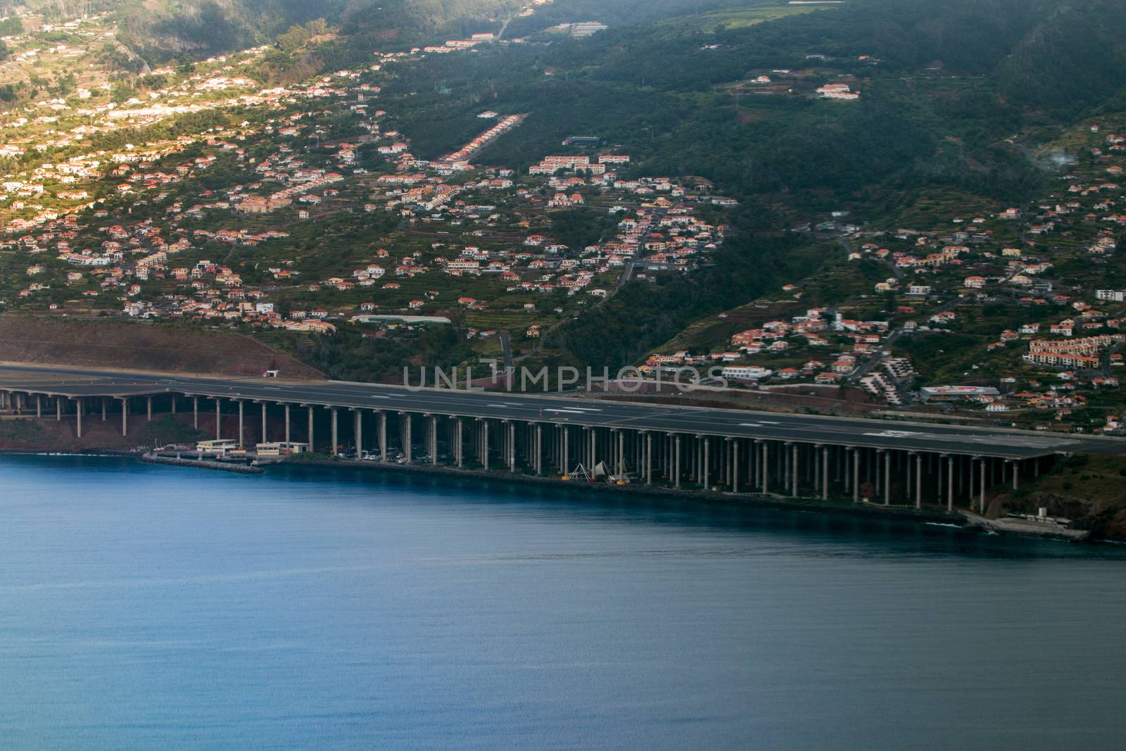 The tight Madeira island airport landscape.