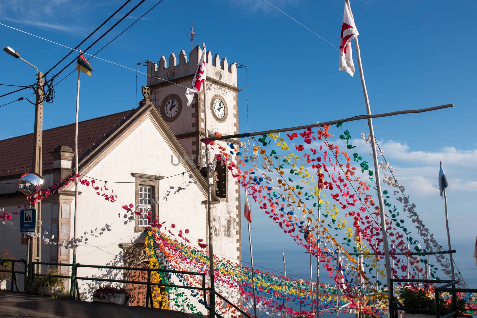View of a modern Christian church in Madeira island.